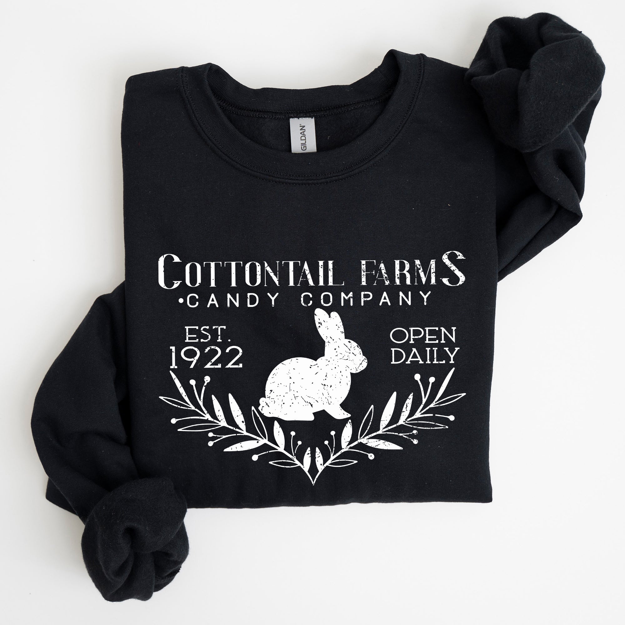 Cottontail Farms Candy Company Retro Sign Easter Candy Shop Display Vintage Style Sweatshirt