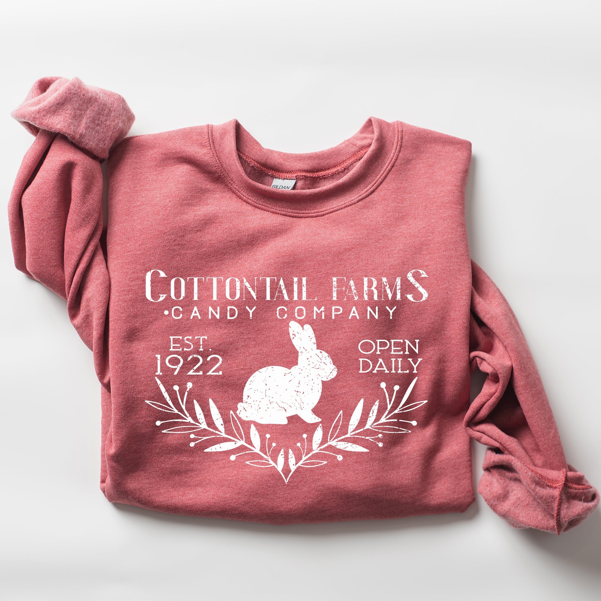 Cottontail Farms Candy Company Retro Sign Easter Candy Shop Display Vintage Style Sweatshirt