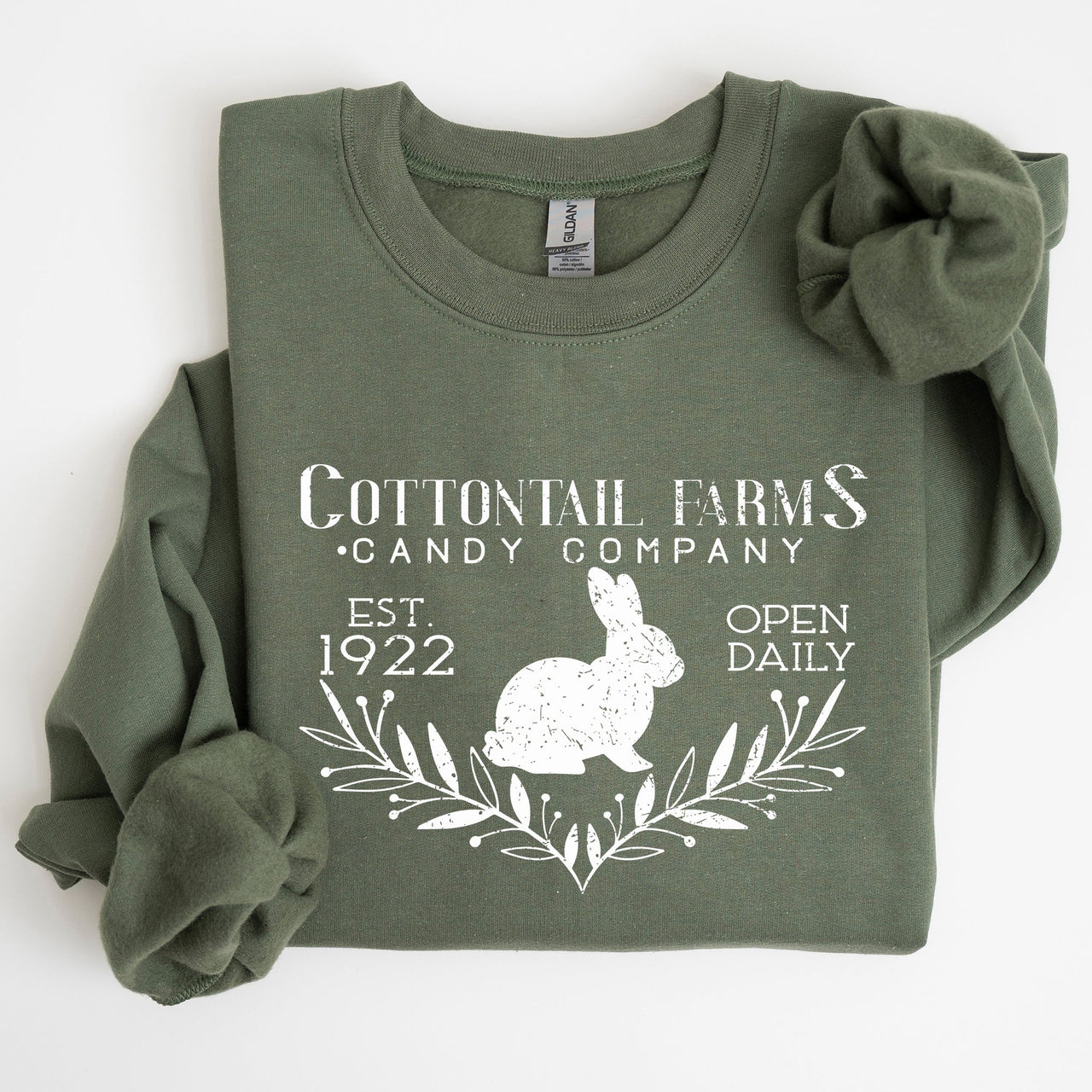 Cottontail Farms Candy Company Retro Sign Easter Candy Shop Display Vintage Style Sweatshirt