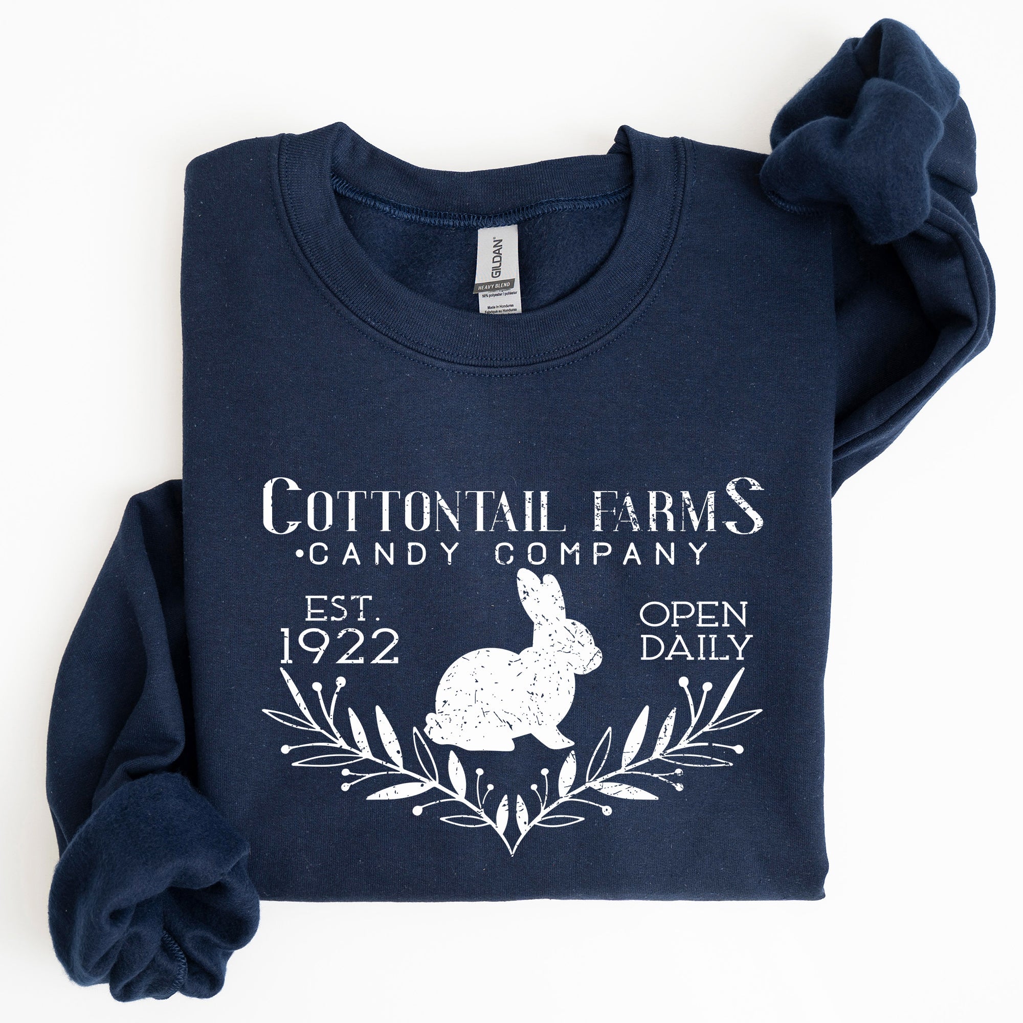 Cottontail Farms Candy Company Retro Sign Easter Candy Shop Display Vintage Style Sweatshirt