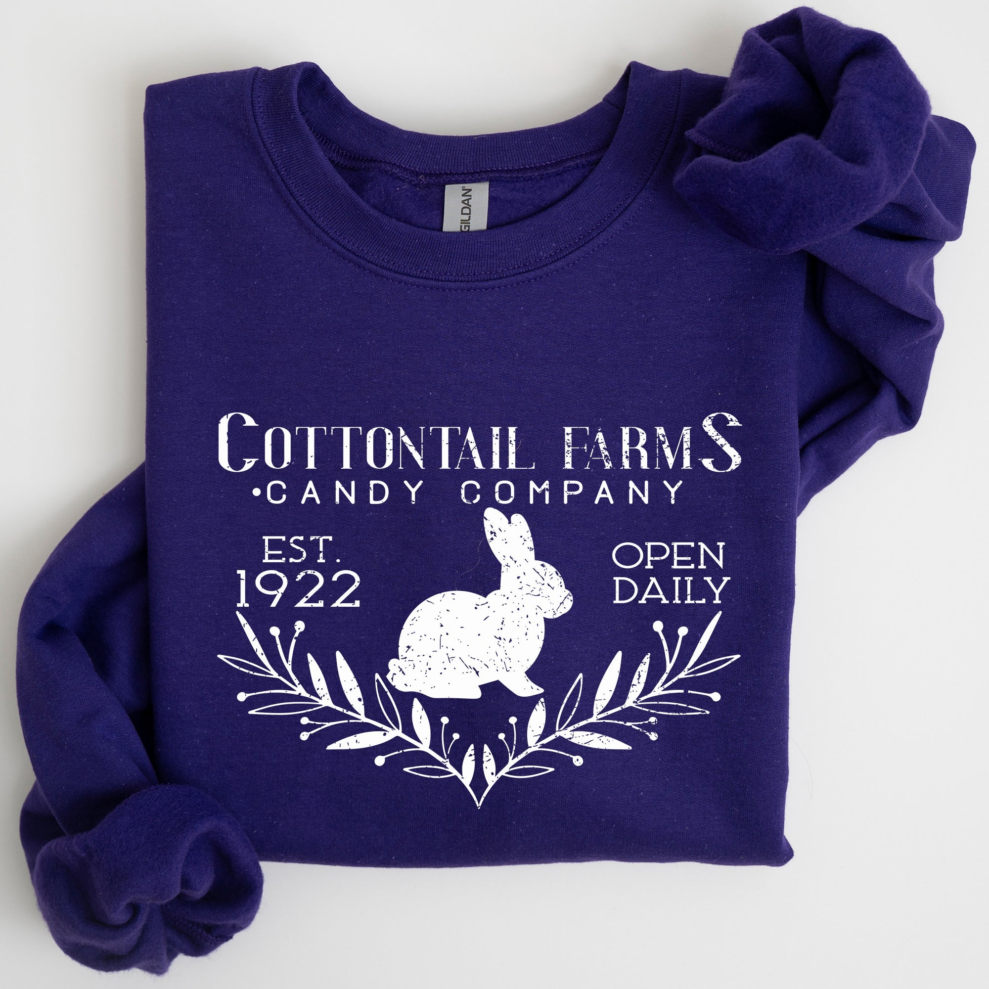 Cottontail Farms Candy Company Retro Sign Easter Candy Shop Display Vintage Style Sweatshirt