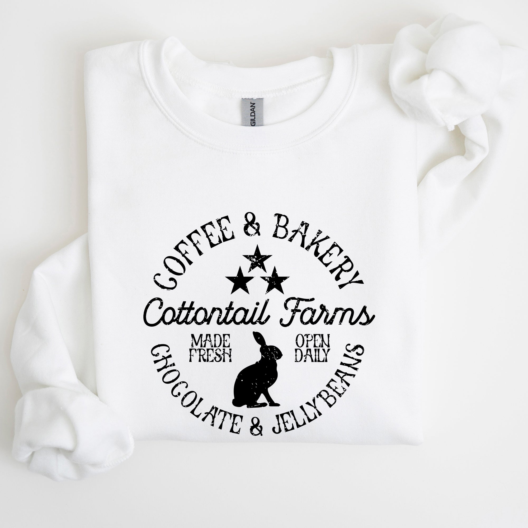 Cottontail Farms Easter Coffee And Bakery Retro Sign Vintage Holiday Theme Sweatshirt
