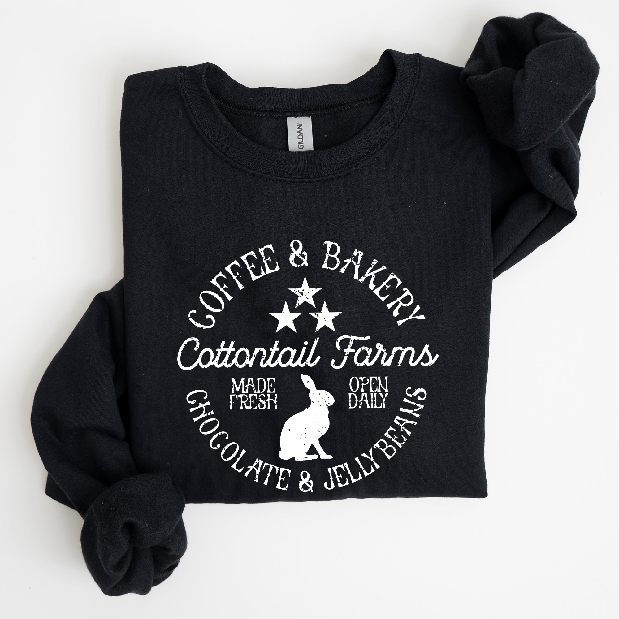 Cottontail Farms Easter Coffee And Bakery Retro Sign Vintage Holiday Theme Sweatshirt