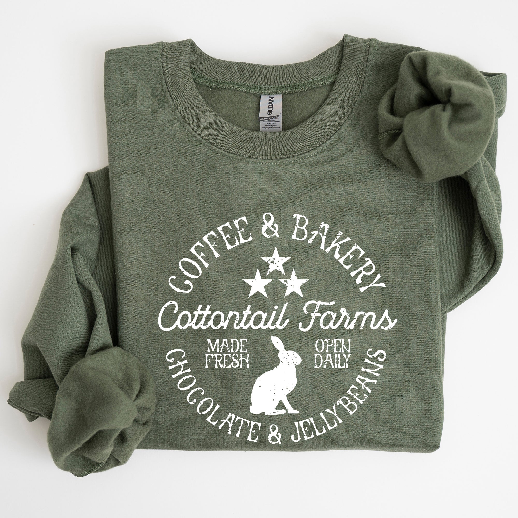 Cottontail Farms Easter Coffee And Bakery Retro Sign Vintage Holiday Theme Sweatshirt