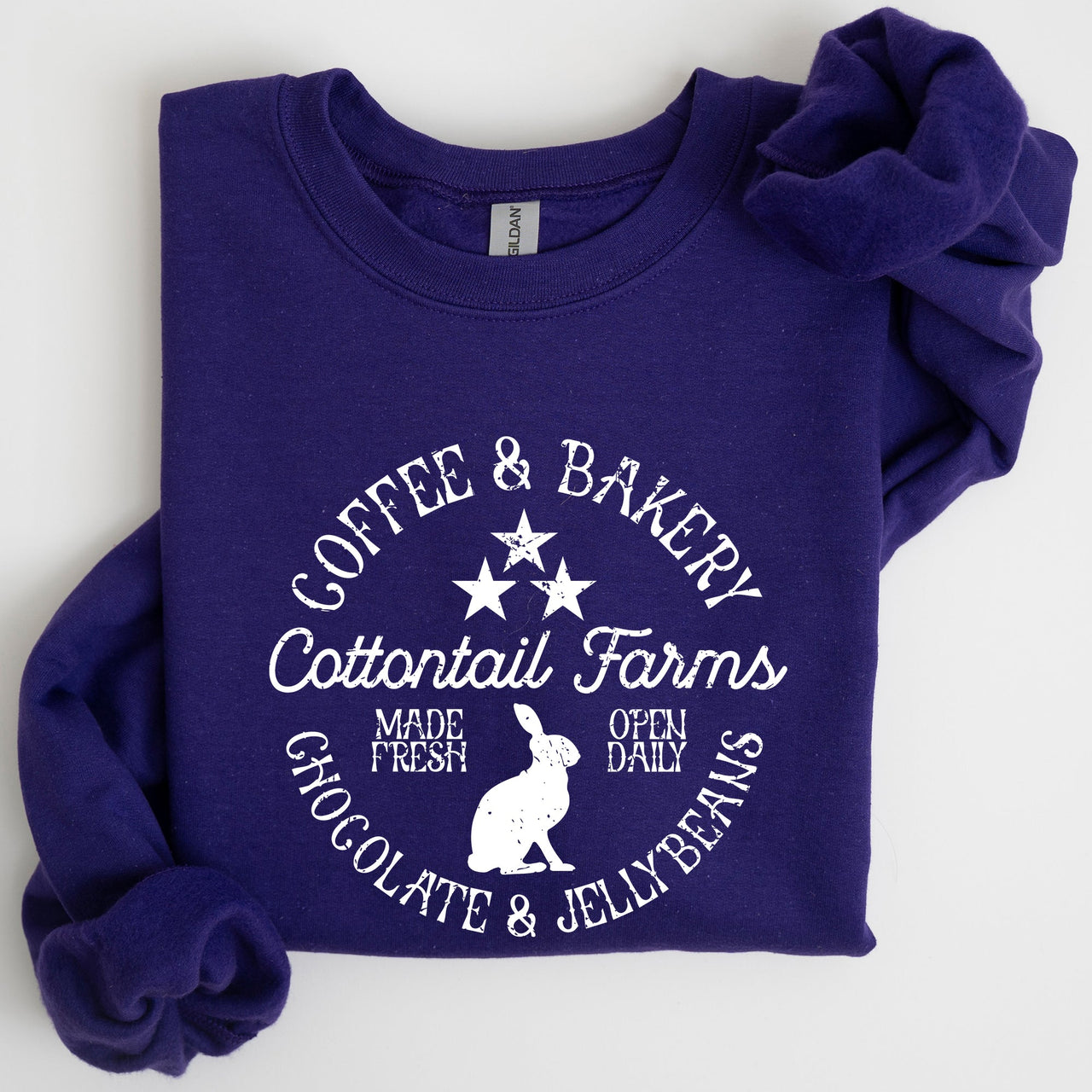 Cottontail Farms Easter Coffee And Bakery Retro Sign Vintage Holiday Theme Sweatshirt