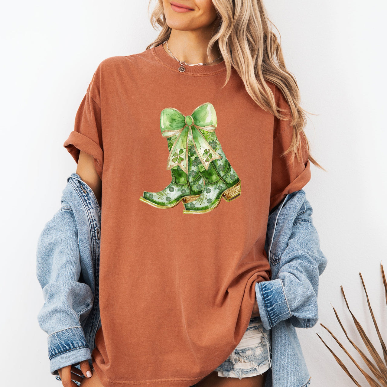 Cowboy Boots St Patrick's Day Shamrock Clover Lucky Leprechaun Comfort Colors Tee