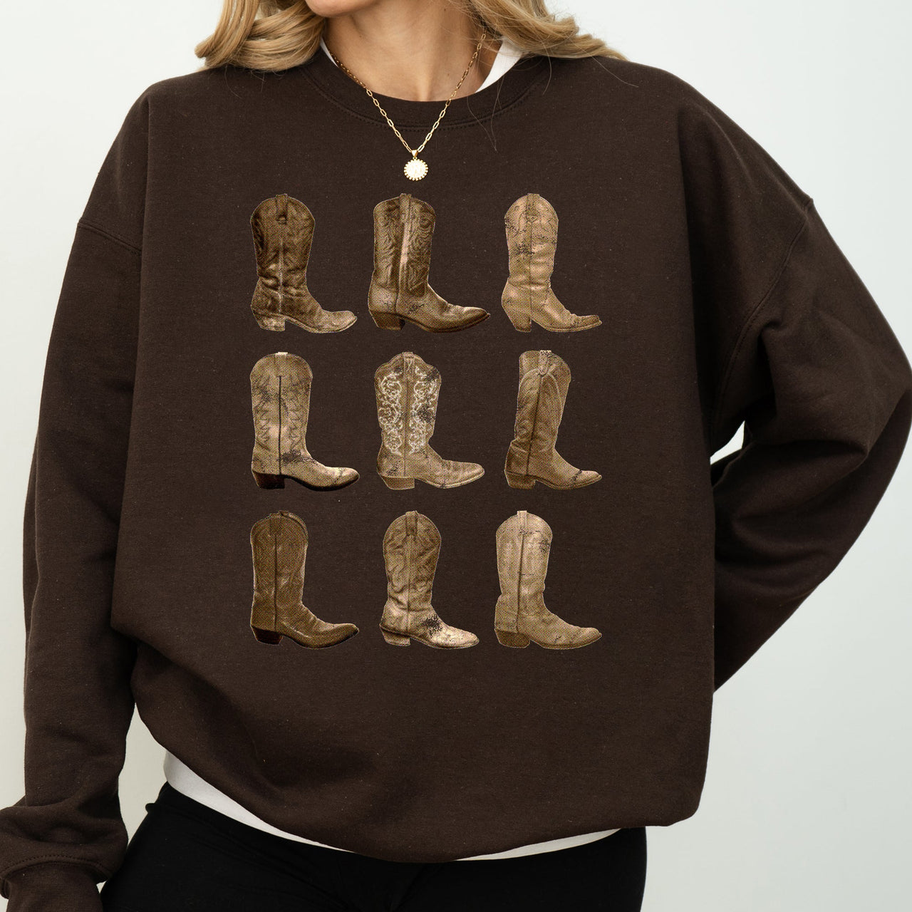 Cowboy Boots Western Retro Vintage Country Western Frontier Rustic Heritage Graphic Sweatshirt