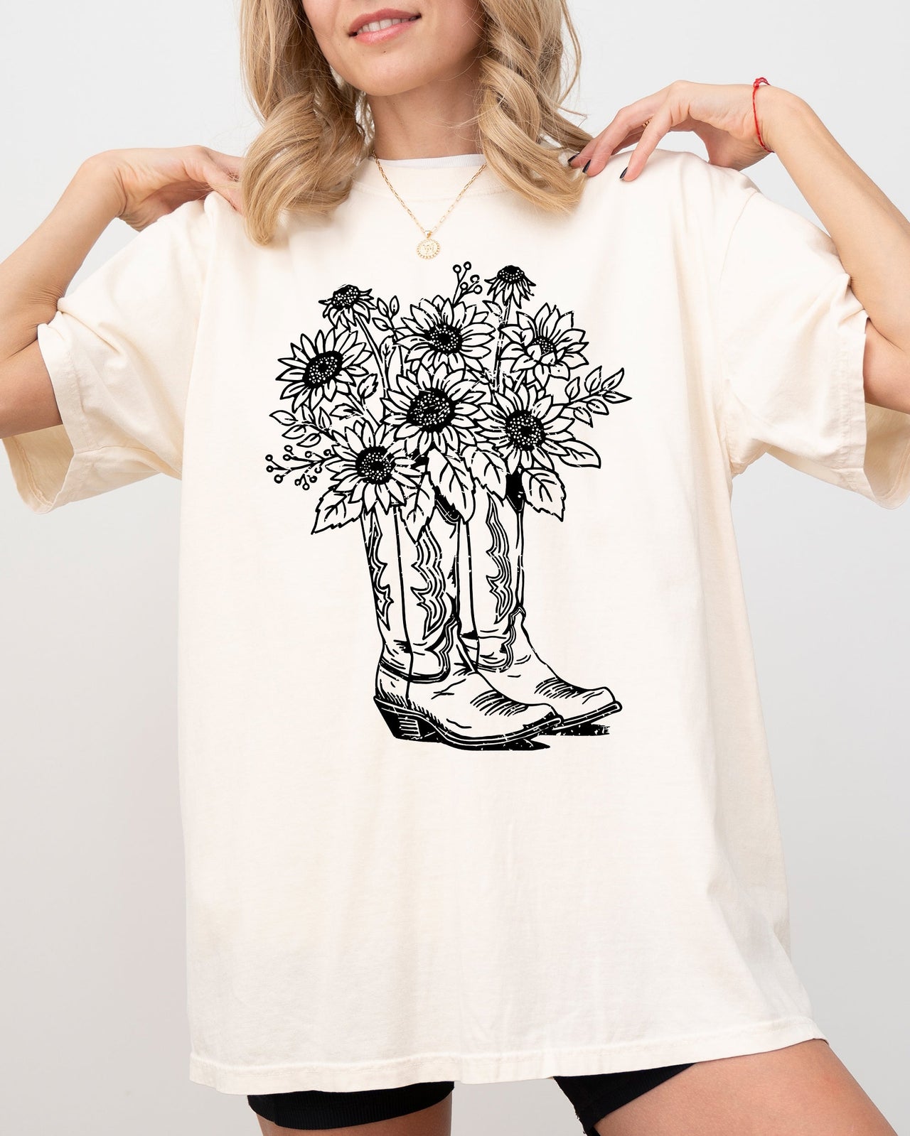 Cowboy Boots And Flowers, Cowgirl, Western, Retro Vibe, Rustic Flair, Western Americana Comfort Colors Tee