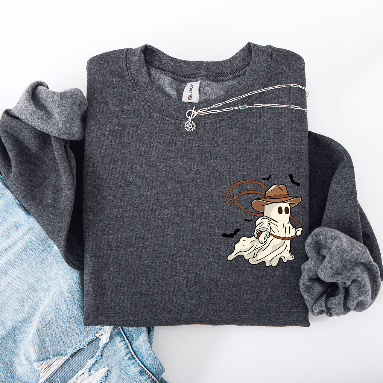 Cowboy Ghost Lasso Halloween Western Vintage Inspired Graphic Retro Iconic Sweatshirt