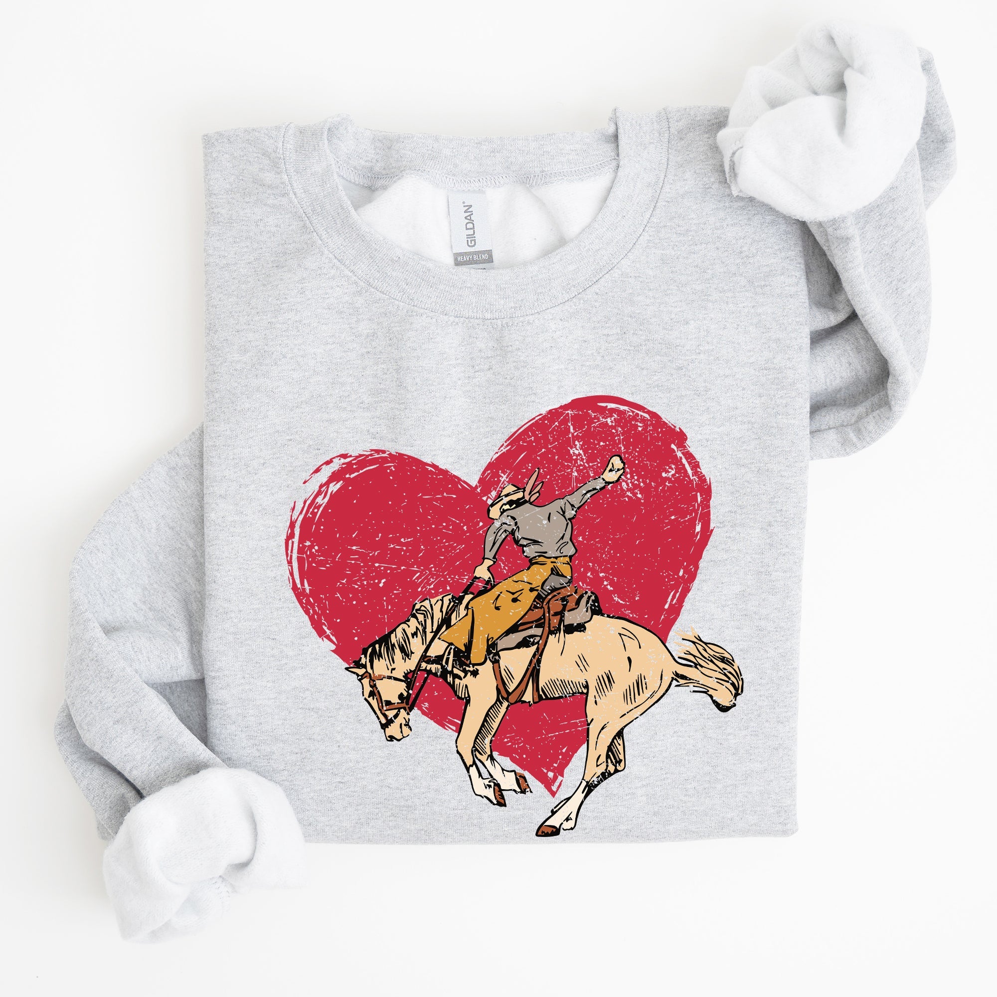 Cowboy Heart Western County Valentine's Day Love Story Rustic Cowboy Theme Sweatshirt