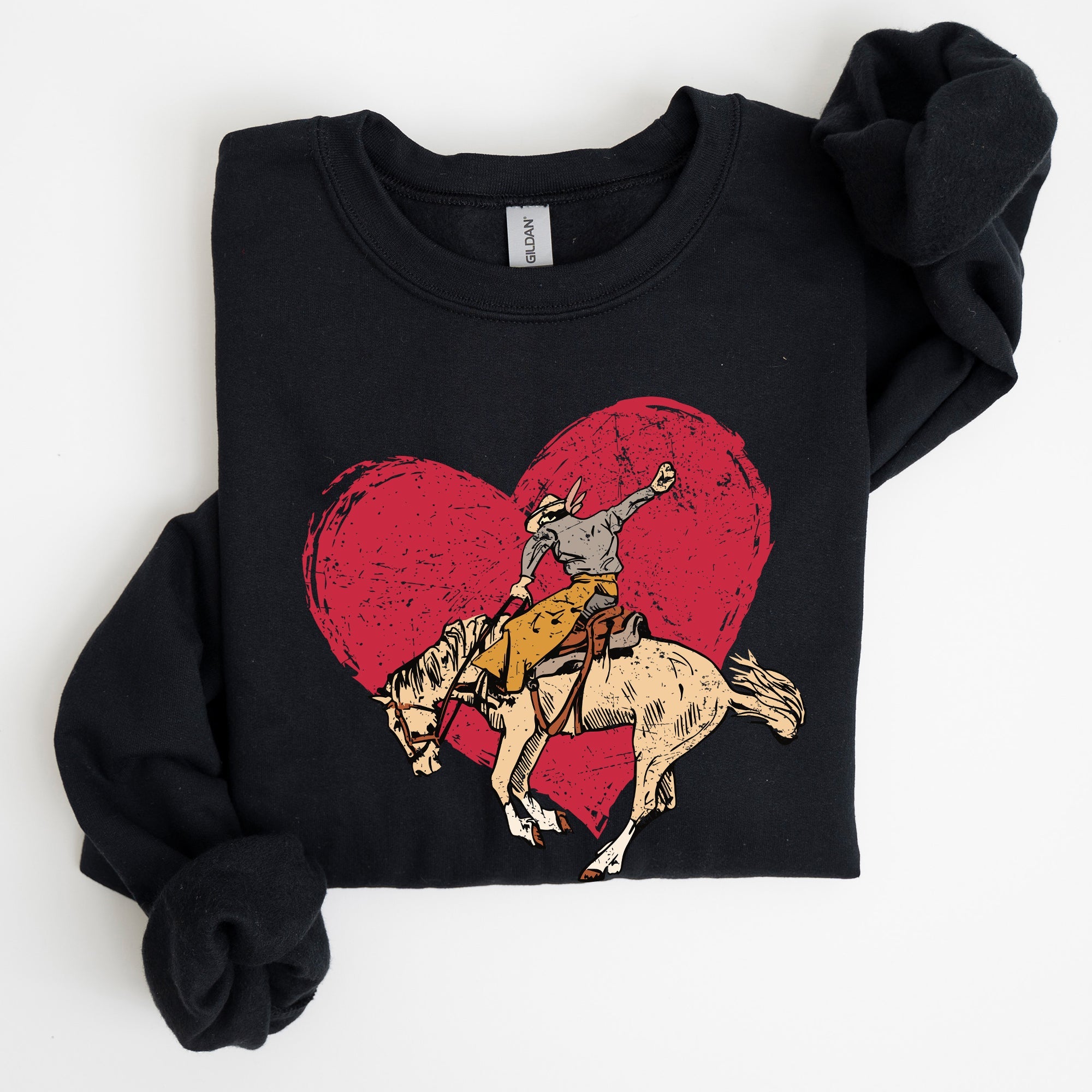 Cowboy Heart Western County Valentine's Day Love Story Rustic Cowboy Theme Sweatshirt