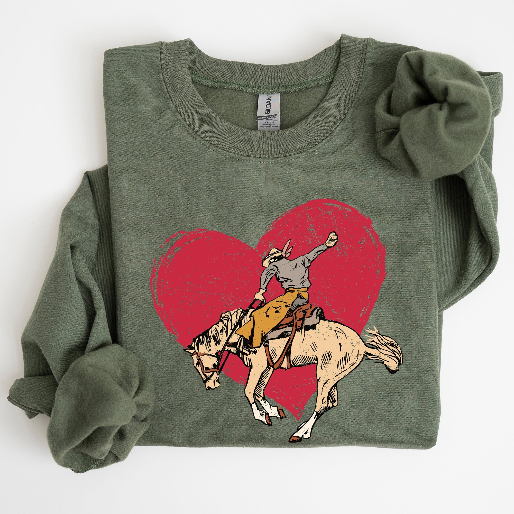 Cowboy Heart Western County Valentine's Day Love Story Rustic Cowboy Theme Sweatshirt