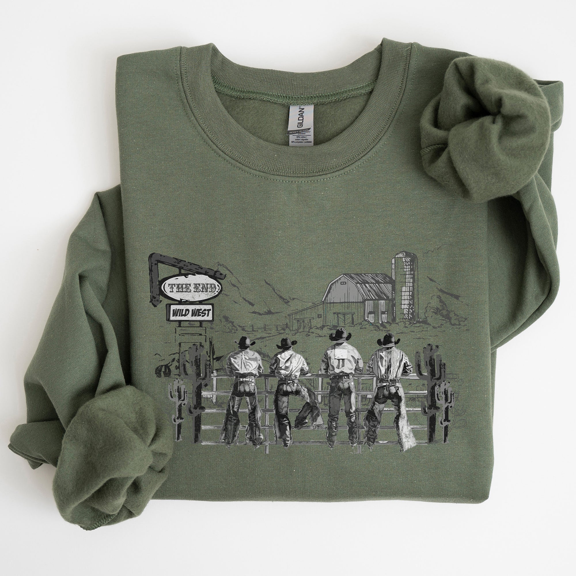 Cowboys Ranch Cowgirls Western Country Lifestyle Scene Artwork Graphic Sweatshirt