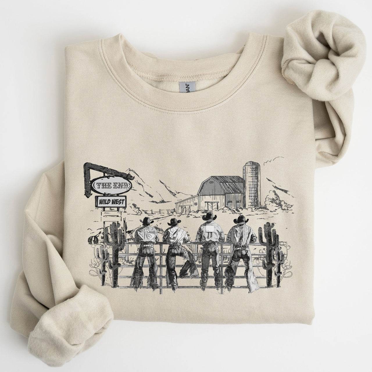 Cowboys Ranch Cowgirls Western Country Lifestyle Scene Artwork Graphic Sweatshirt