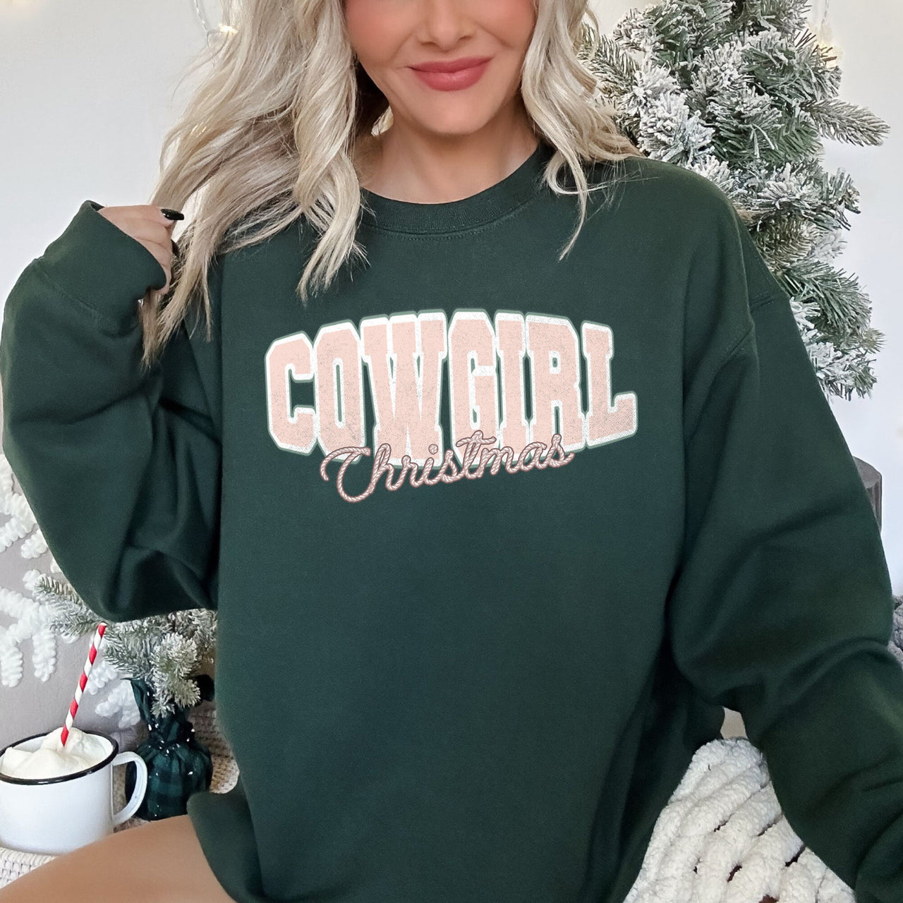 Cowgirl Christmas Retro Cozy Western Holiday Print Vintage Style Seasonal Sweatshirt