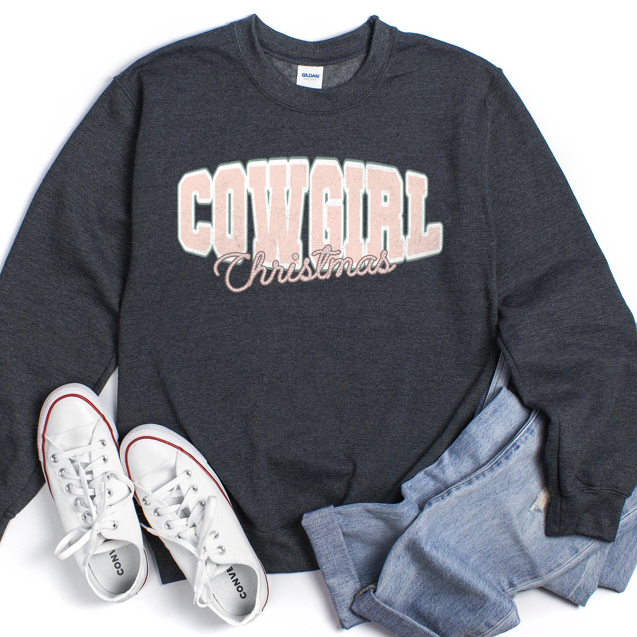 Cowgirl Christmas Retro Cozy Western Holiday Print Vintage Style Seasonal Sweatshirt