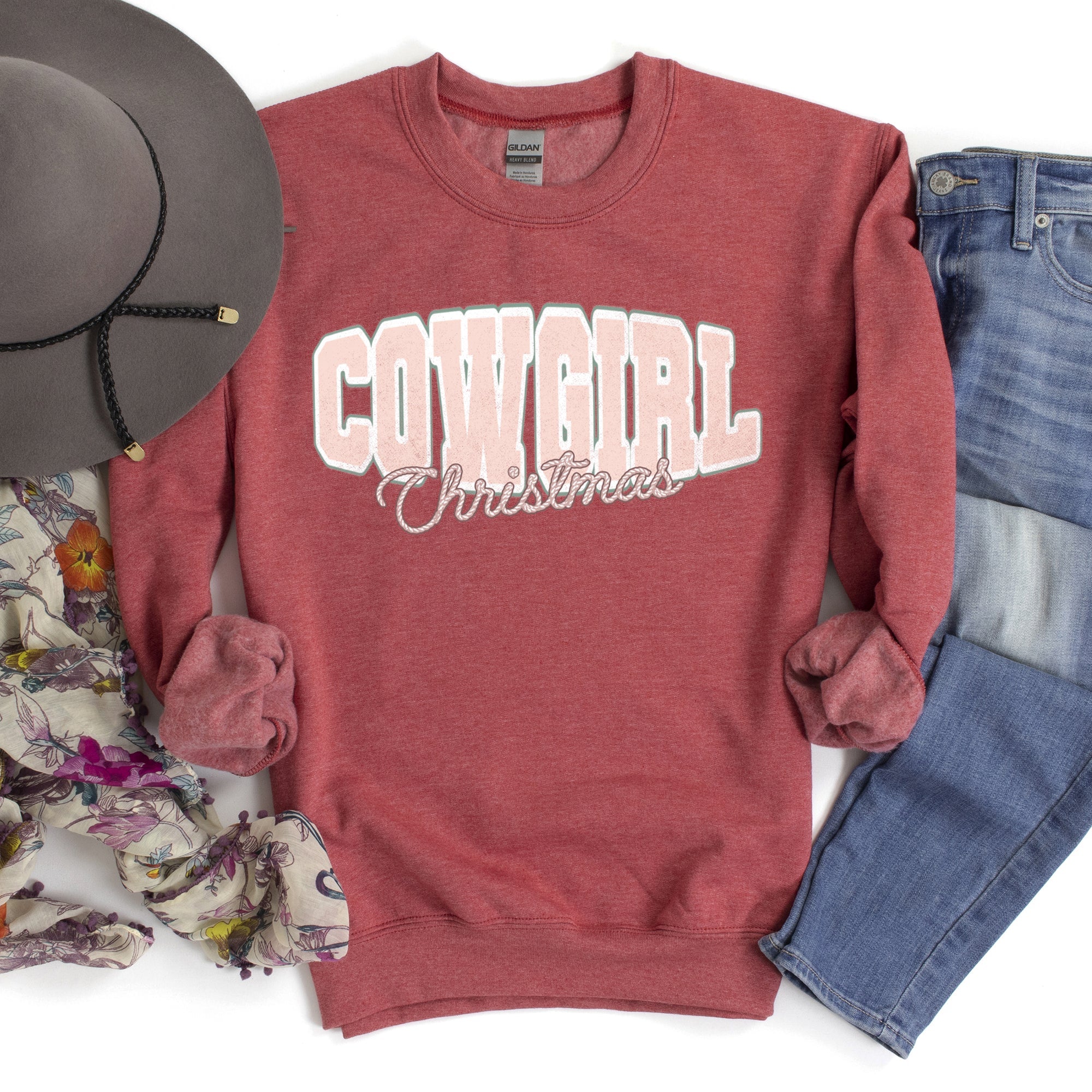 Cowgirl Christmas Retro Cozy Western Holiday Print Vintage Style Seasonal Sweatshirt