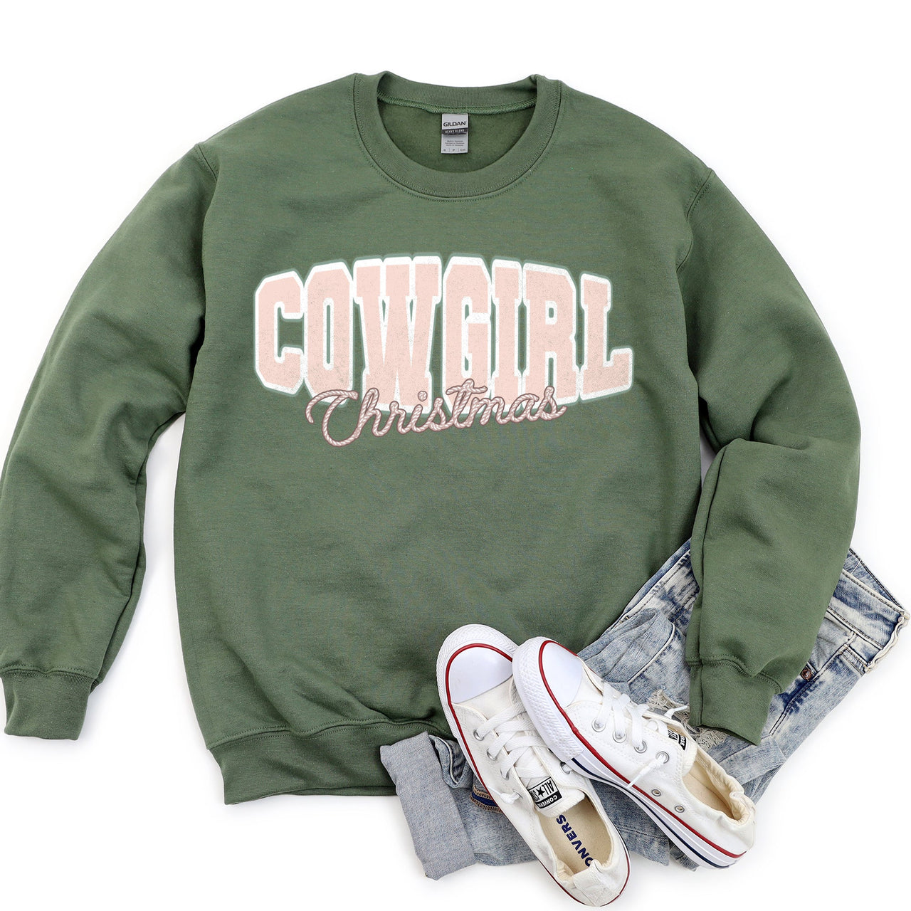 Cowgirl Christmas Retro Cozy Western Holiday Print Vintage Style Seasonal Sweatshirt