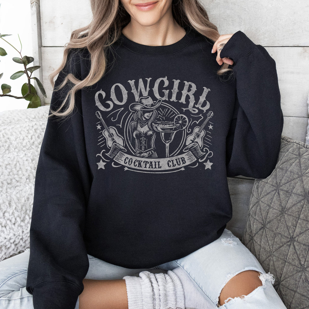 Cowgirl Cocktail Club Western Country Premium Soft Cotton-Poly Blend Cozy Sweatshirt