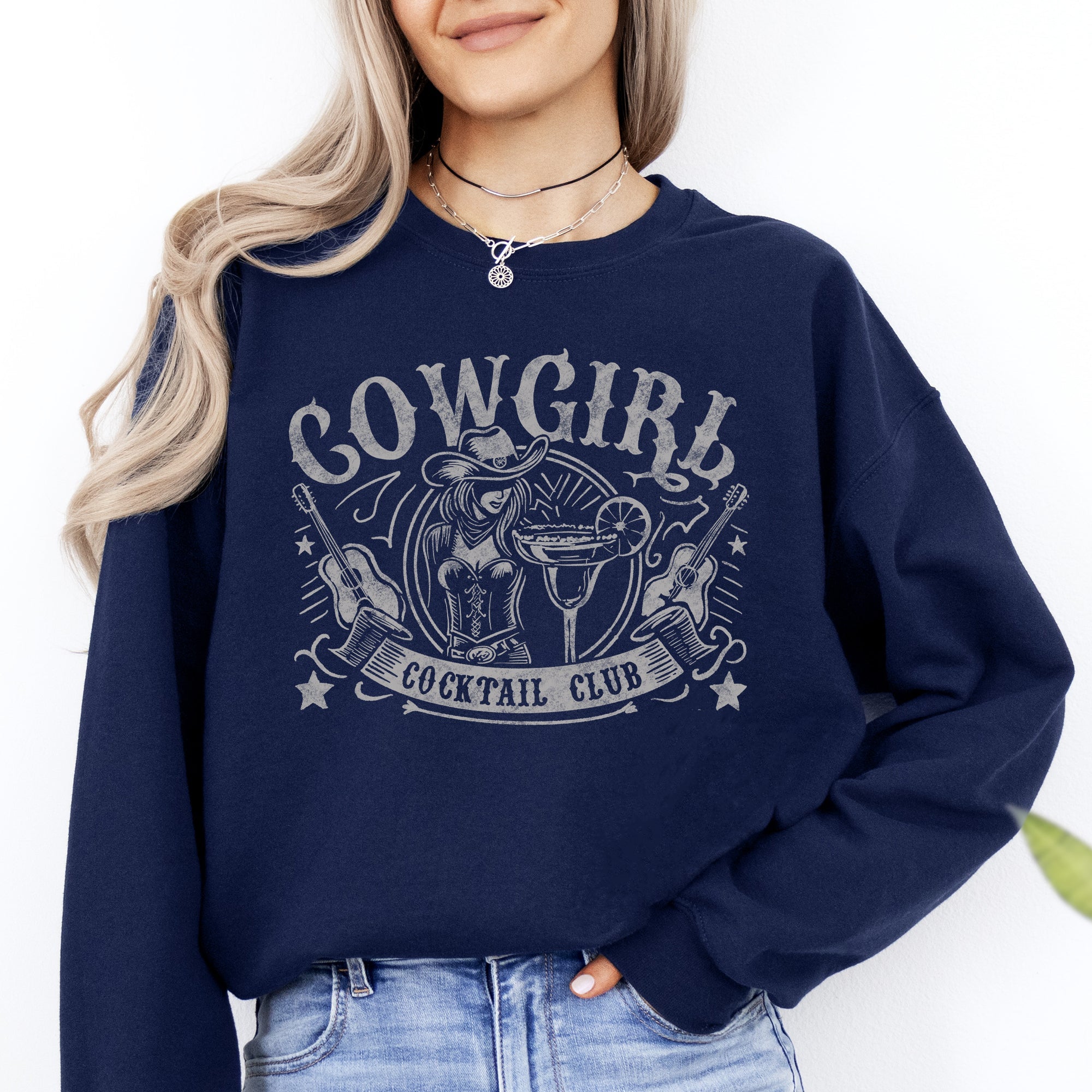 Cowgirl Cocktail Club Western Country Premium Soft Cotton-Poly Blend Cozy Sweatshirt