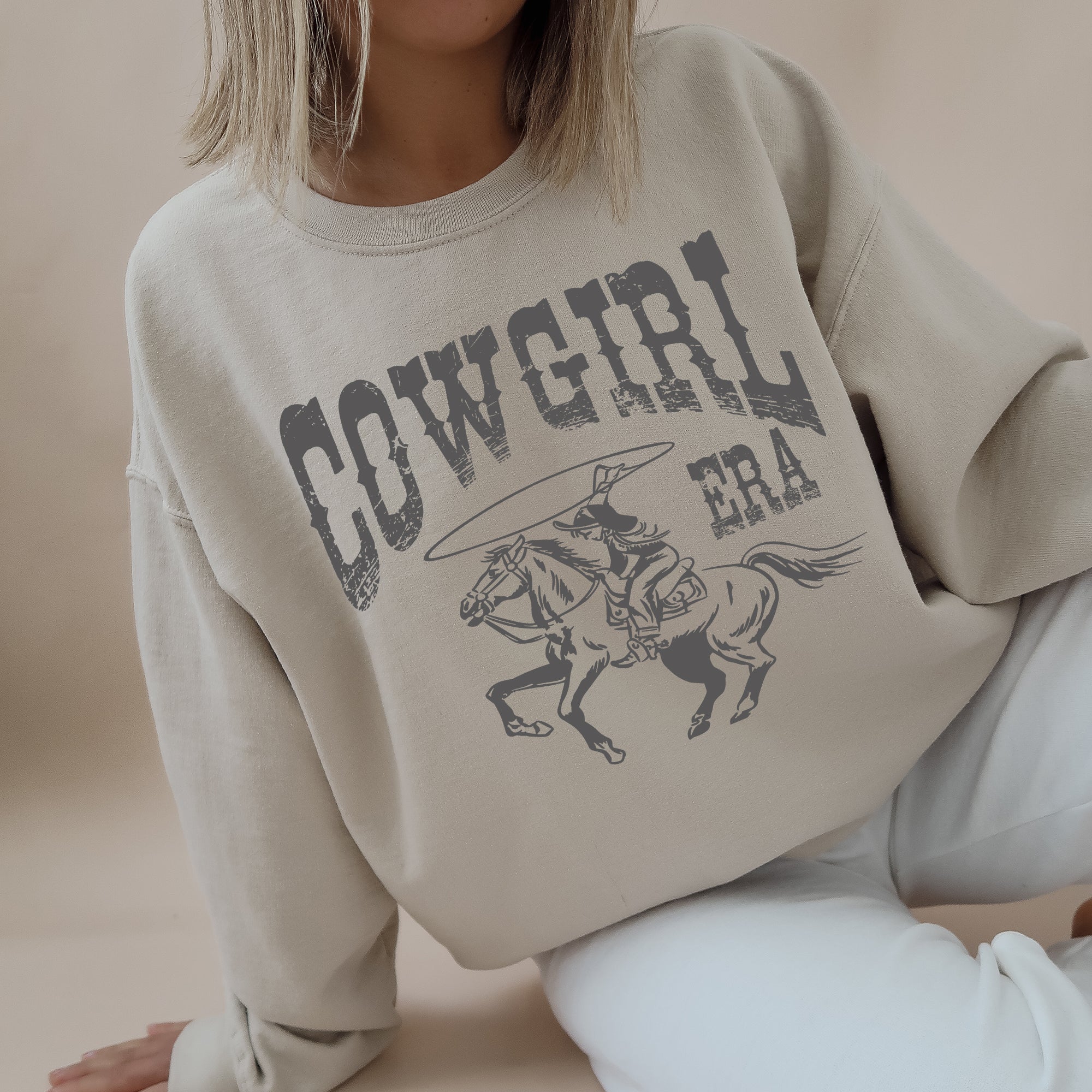 Cowgirl Era Rodeo Western Country Horse Graphic Heritage Inspired Statement Sweatshirt