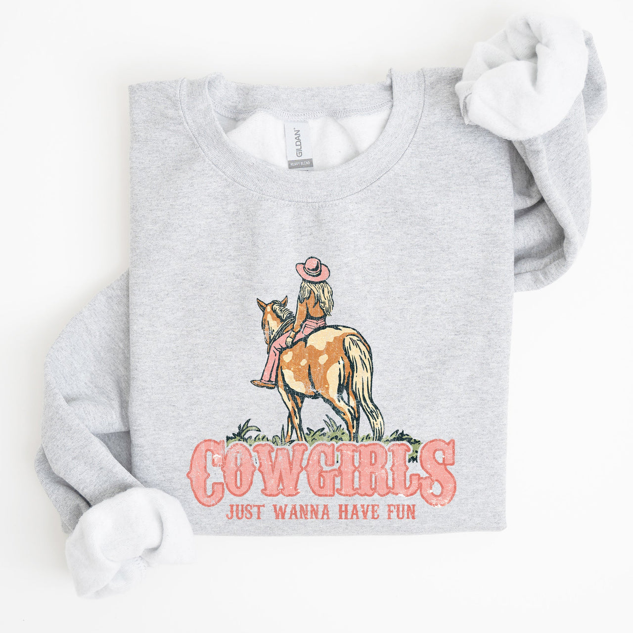 Cowgirl Just Want To Have Fun Western Horse Theme Vintage Inspired Ranch Life Cowgirl Spirit Sweatshirt