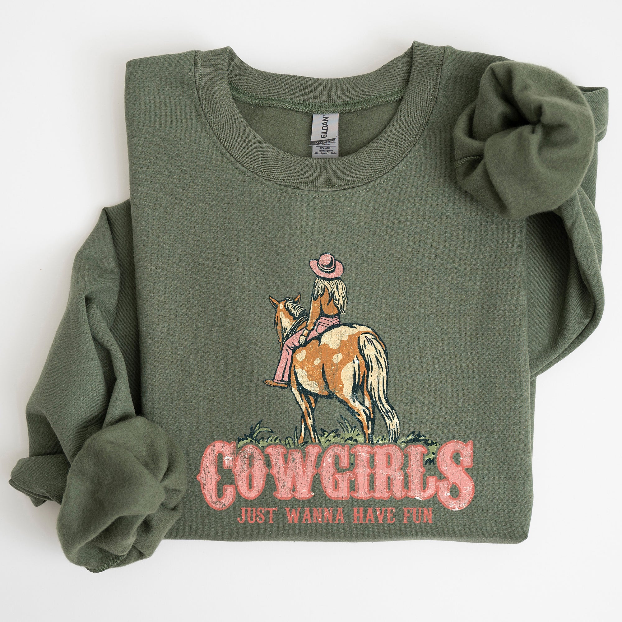 Cowgirl Just Want To Have Fun Western Horse Theme Vintage Inspired Ranch Life Cowgirl Spirit Sweatshirt