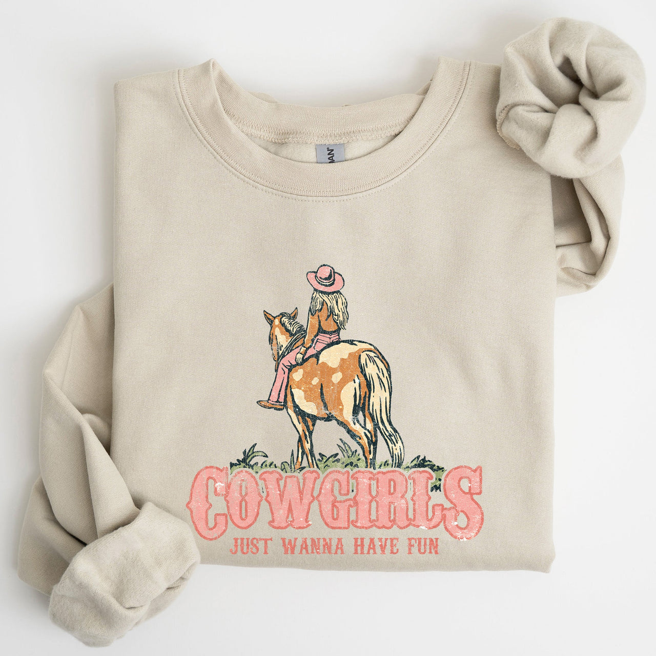 Cowgirl Just Want To Have Fun Western Horse Theme Vintage Inspired Ranch Life Cowgirl Spirit Sweatshirt