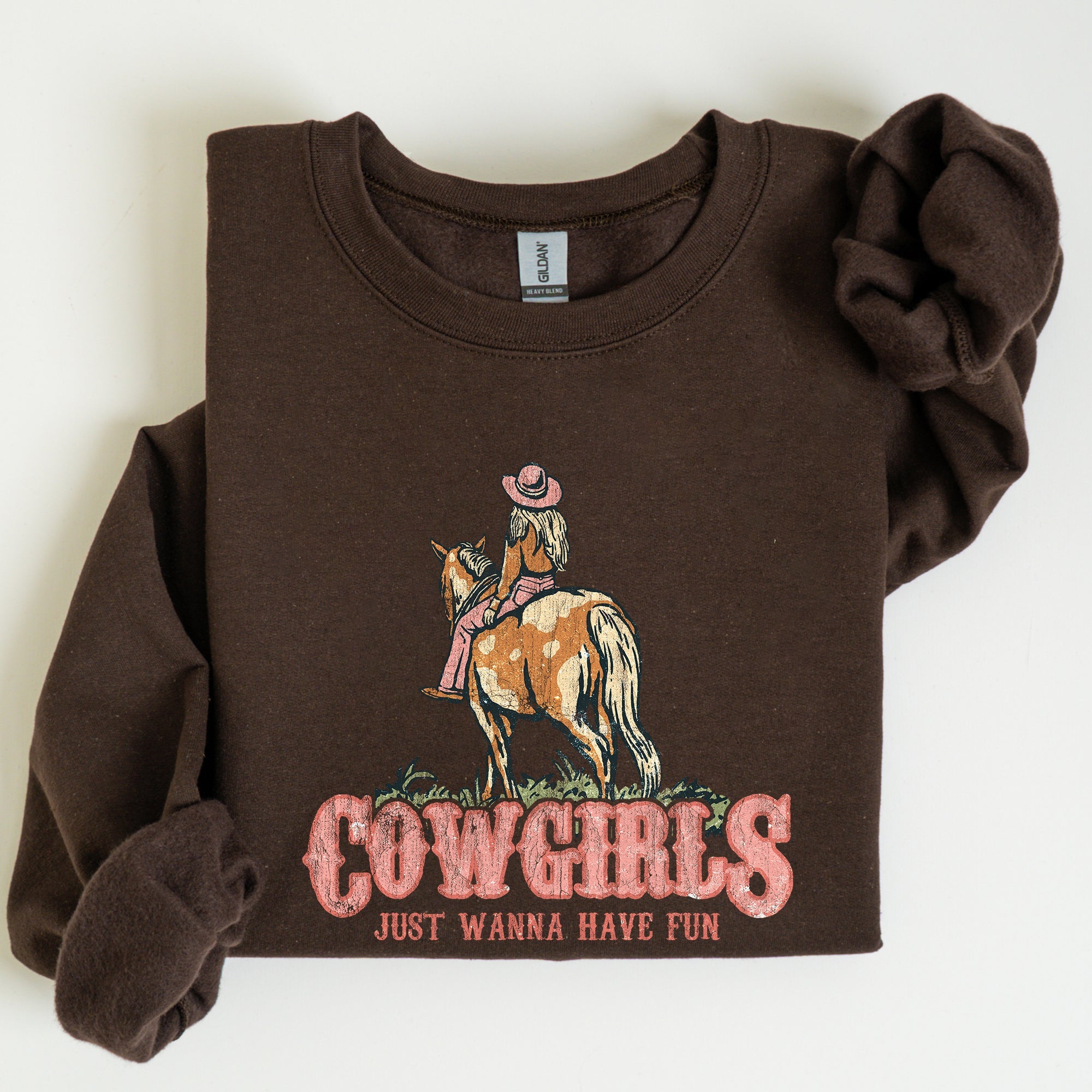 Cowgirl Just Want To Have Fun Western Horse Theme Vintage Inspired Ranch Life Cowgirl Spirit Sweatshirt