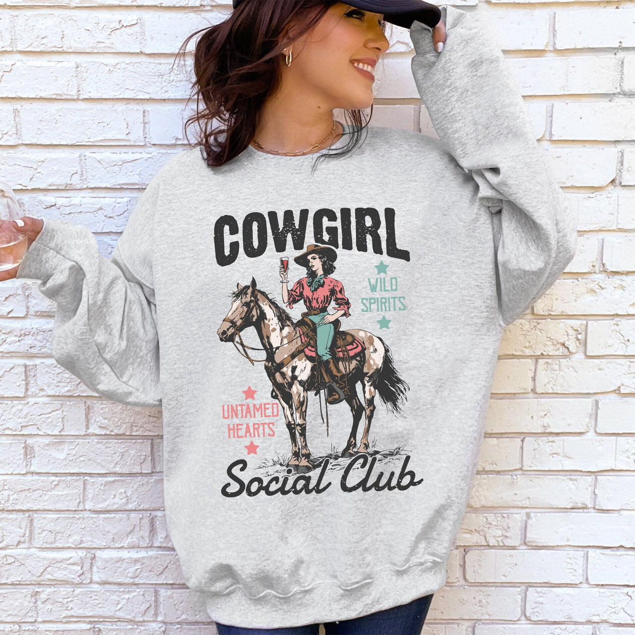 Cowgirl Social Club Western Country Horse Lovers Edition Deluxe Premium Graphic Sweatshirt