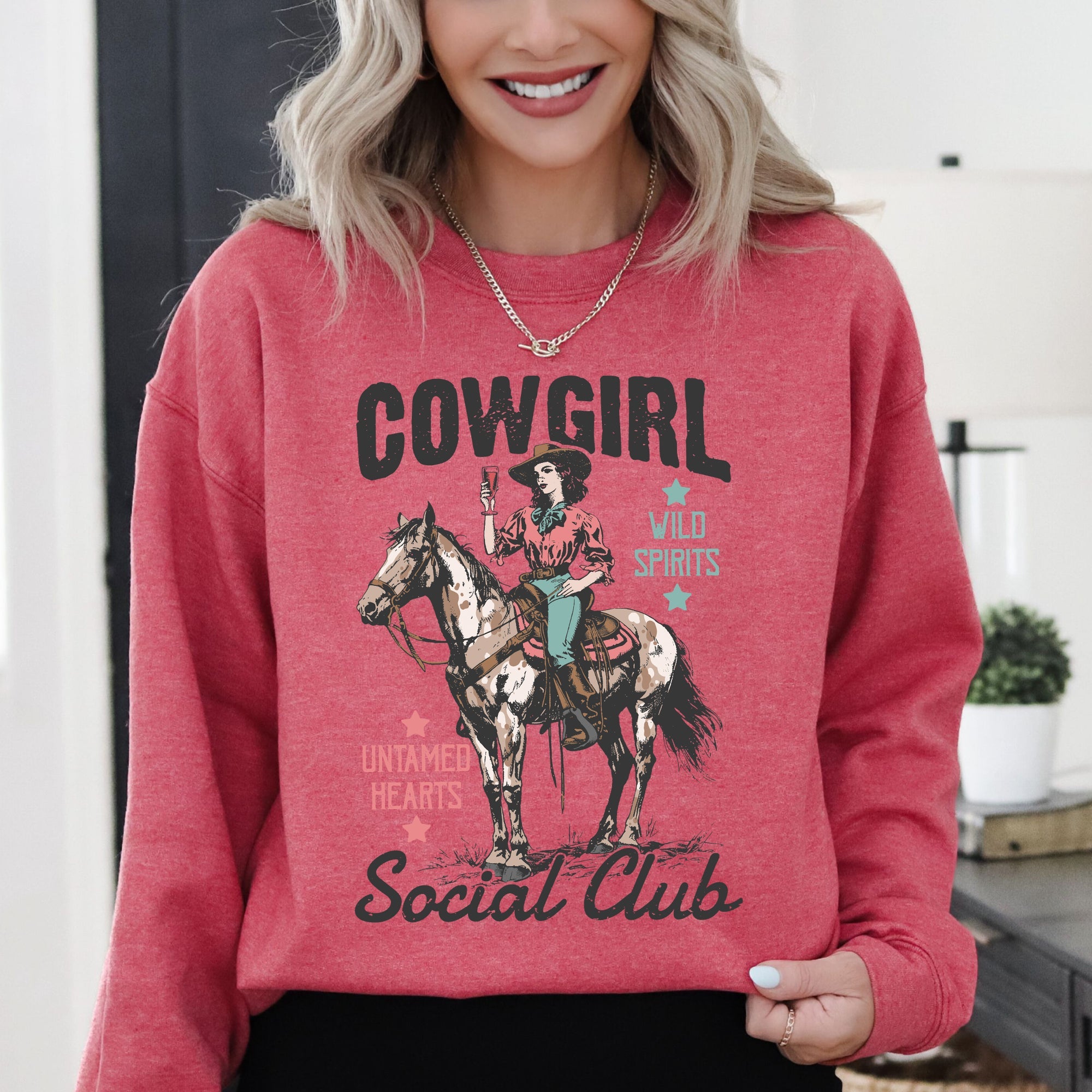 Cowgirl Social Club Western Country Horse Lovers Edition Deluxe Premium Graphic Sweatshirt