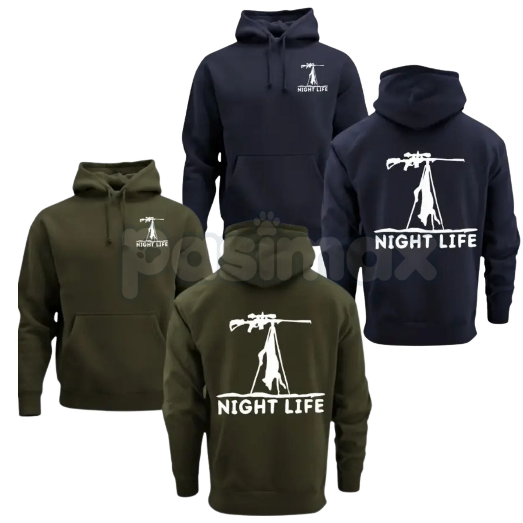 Coyote Night Life Hunting Hoodie – Predator Hunter Graphic Pullover, Night Vision & Thermal Hunting Gear, Men’s Rugged Outdoor Streetwear