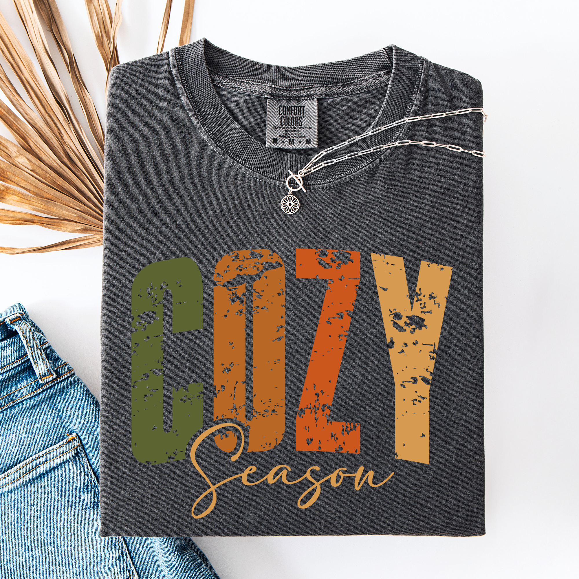 Cozy Season Fall Vibes Retro Varsity Autumn Pumpkin Comfort Colors Tee