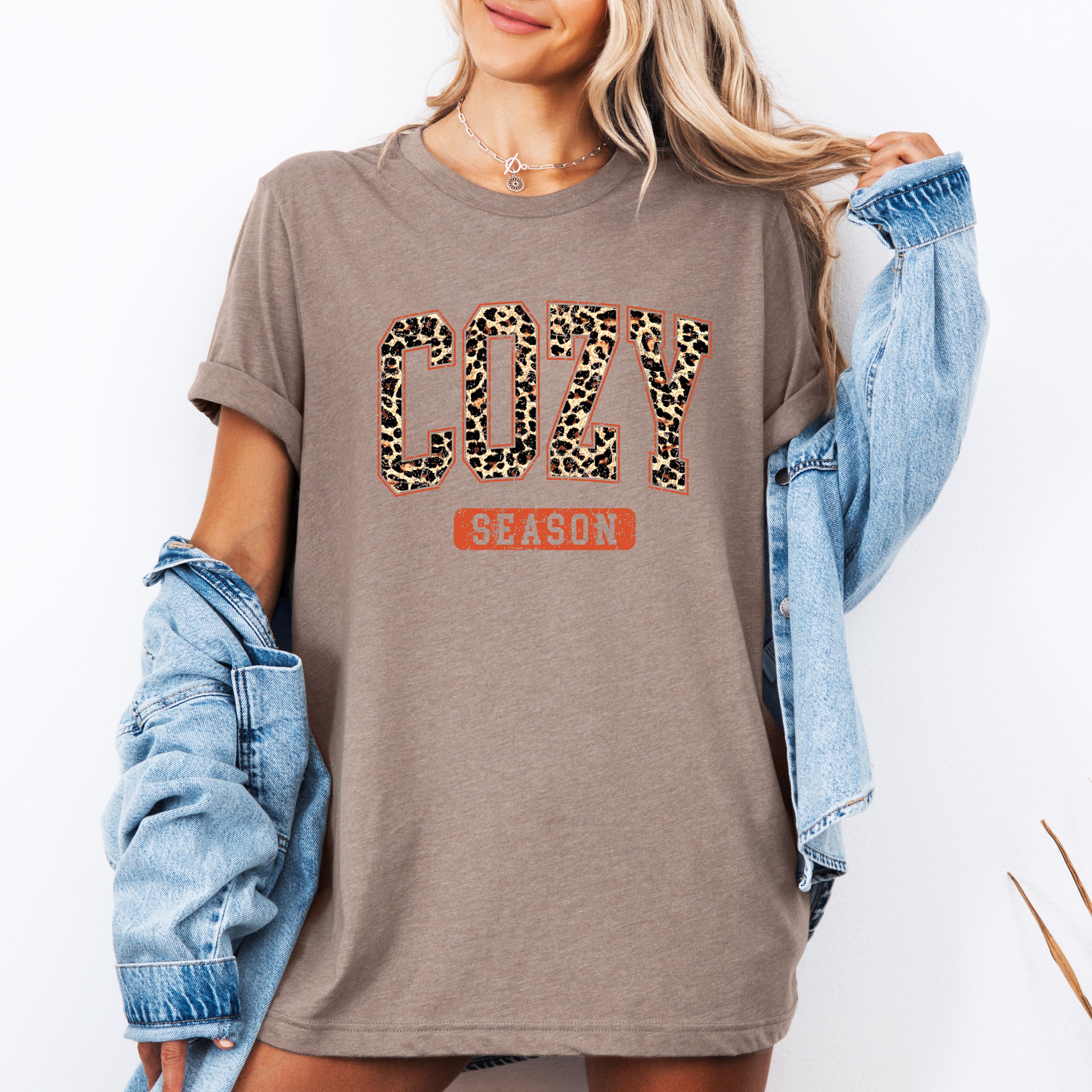 Cozy Season Leopard Print Halloween Autumn Fall Cozy Wardrobe Must Have Graphic Tee