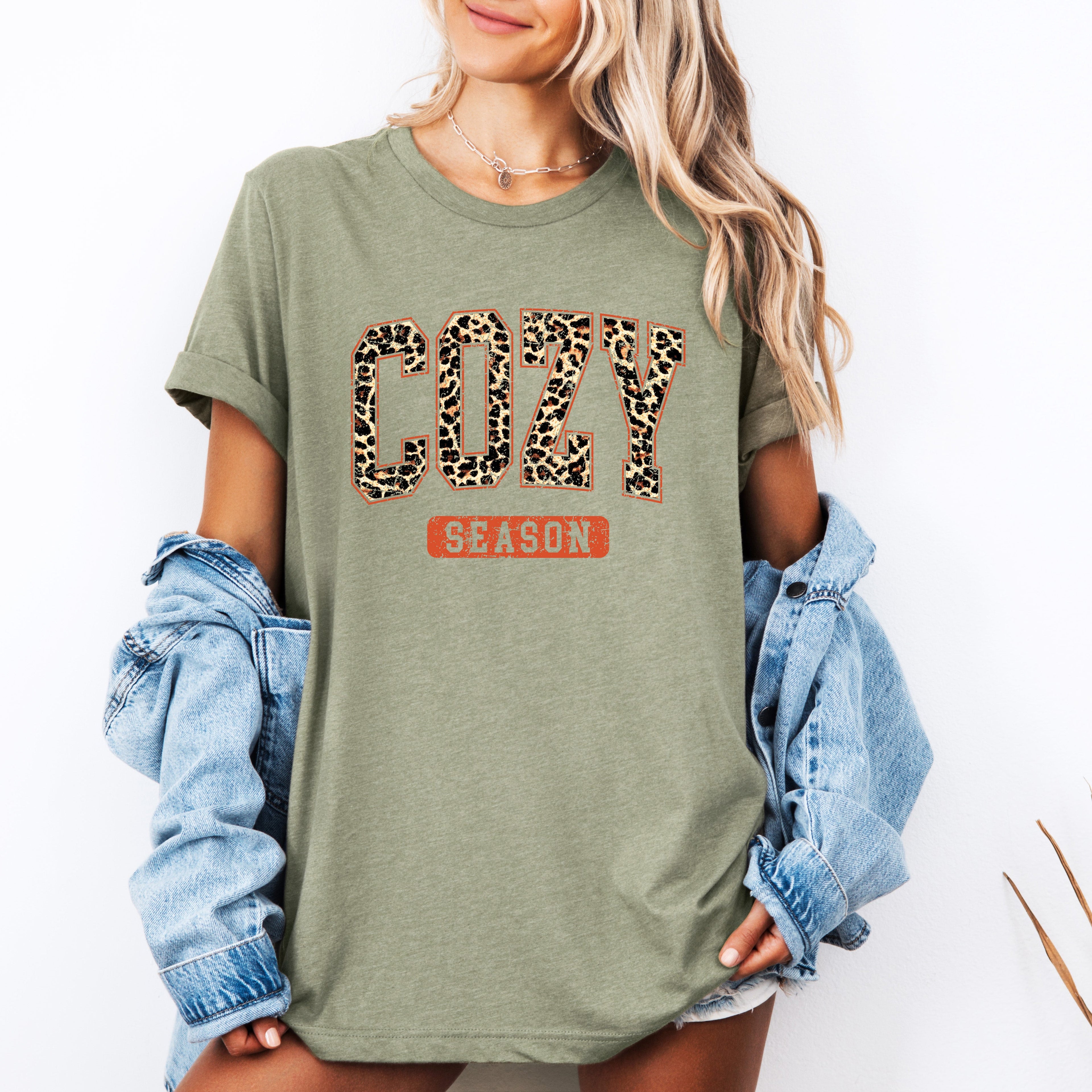 Cozy Season Leopard Print Halloween Autumn Fall Cozy Wardrobe Must Have Graphic Tee