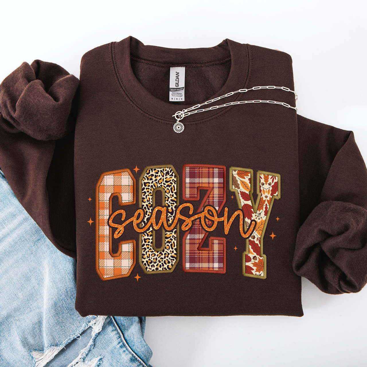 Cozy Season Patterns Fall Vibes Retro Varsity Pumpkin Floral Sunflower Halloween Autumn Sweatshirt