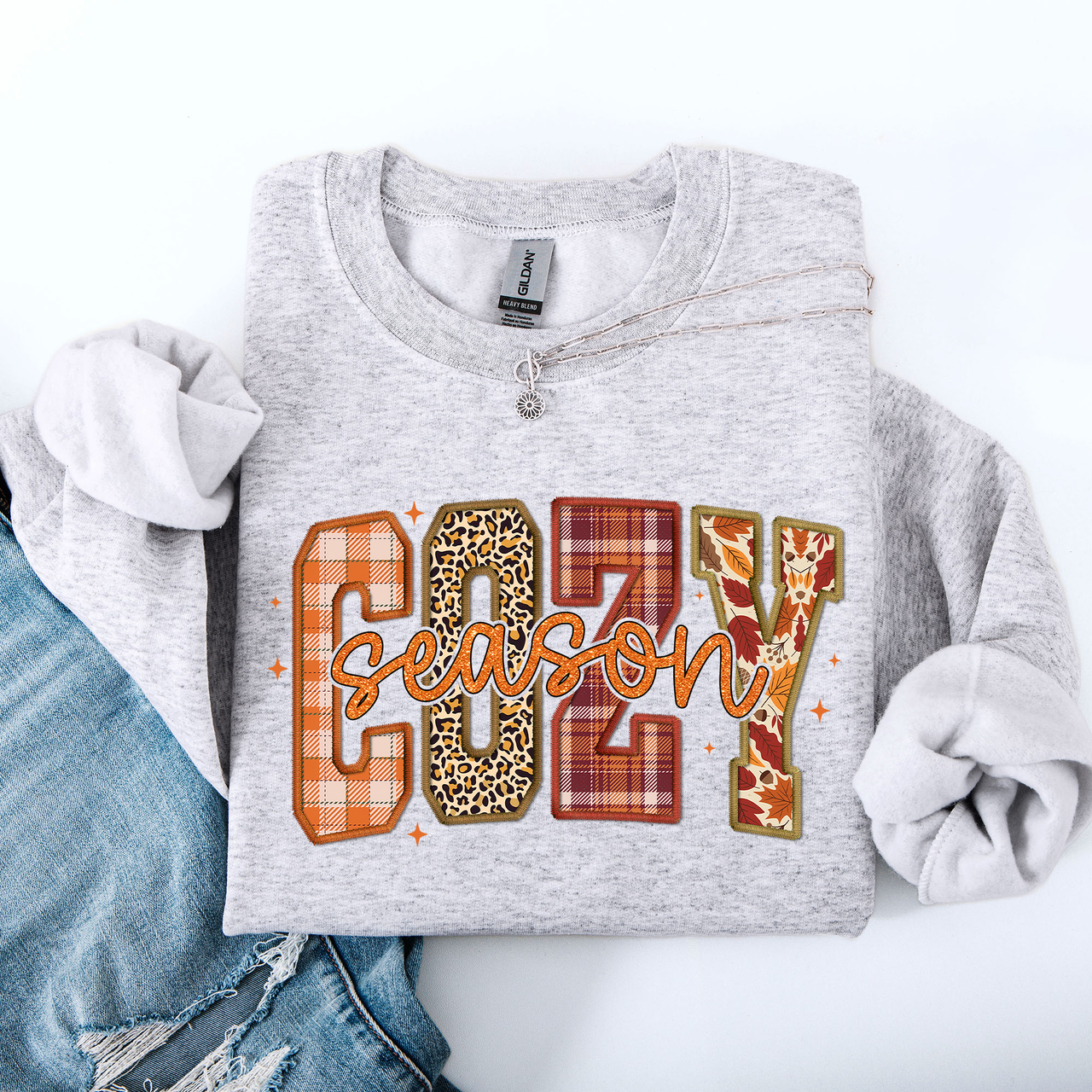 Cozy Season Patterns Fall Vibes Retro Varsity Pumpkin Floral Sunflower Halloween Autumn Sweatshirt