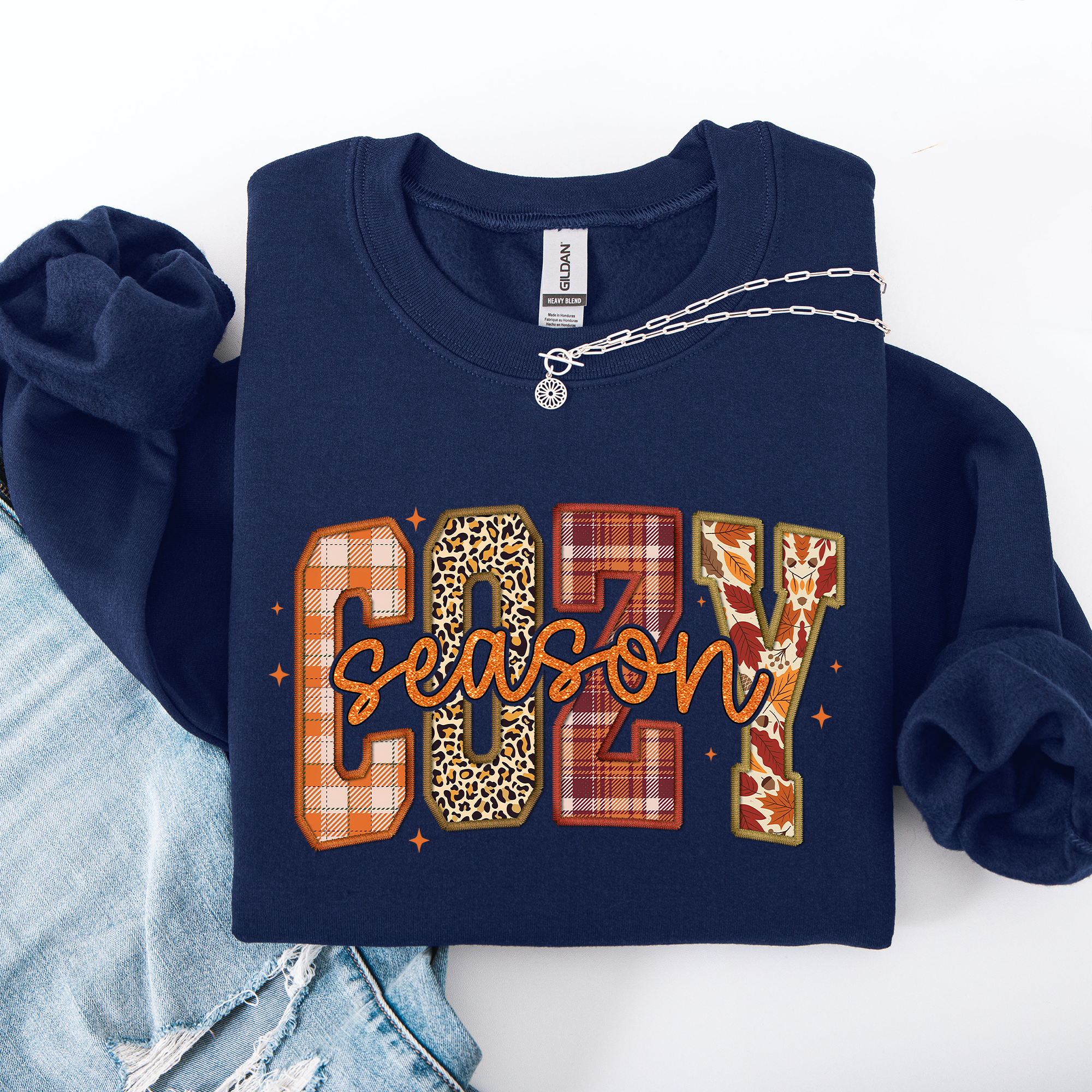 Cozy Season Patterns Fall Vibes Retro Varsity Pumpkin Floral Sunflower Halloween Autumn Sweatshirt