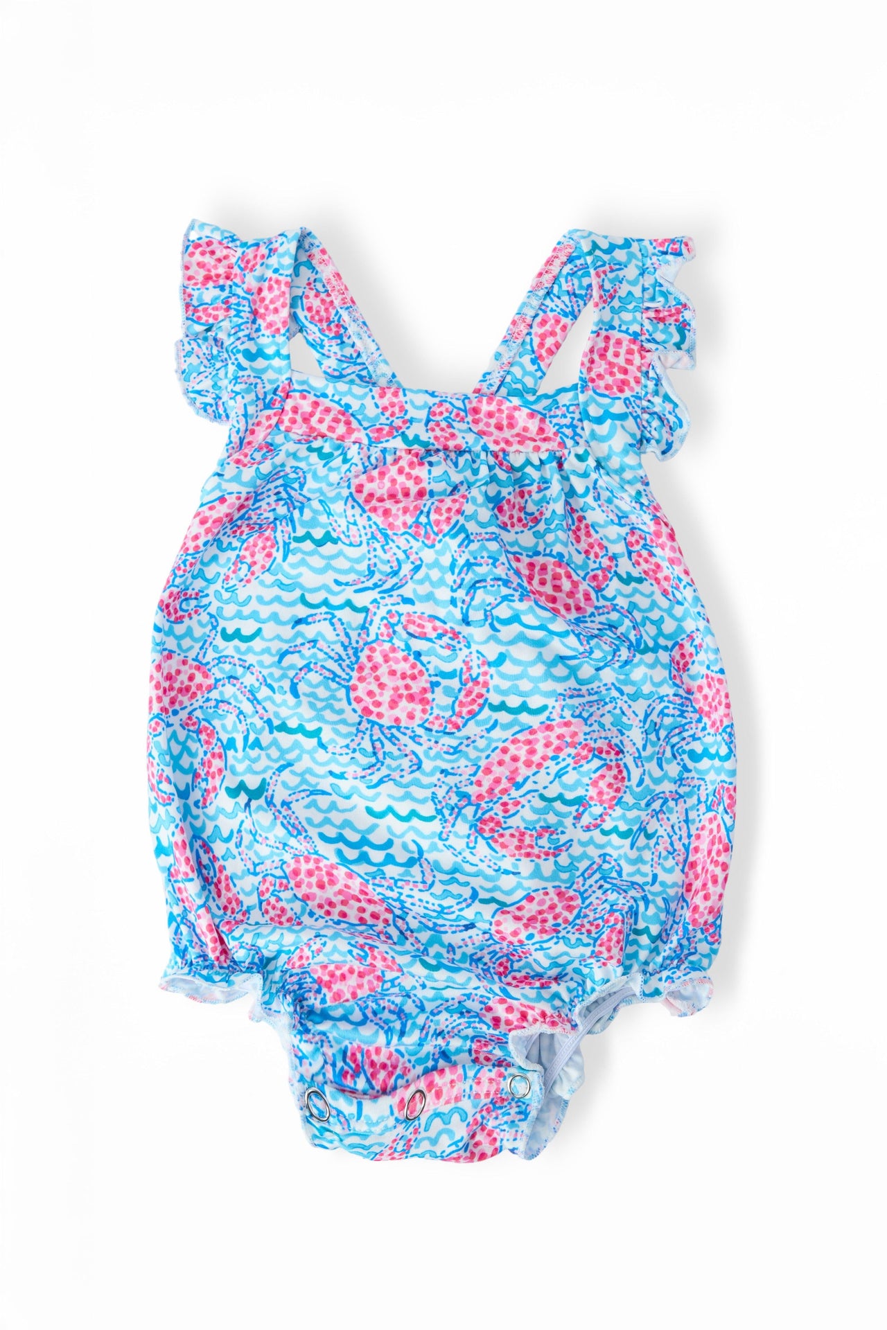 Crab Walk Ruffle Cross Back Romper