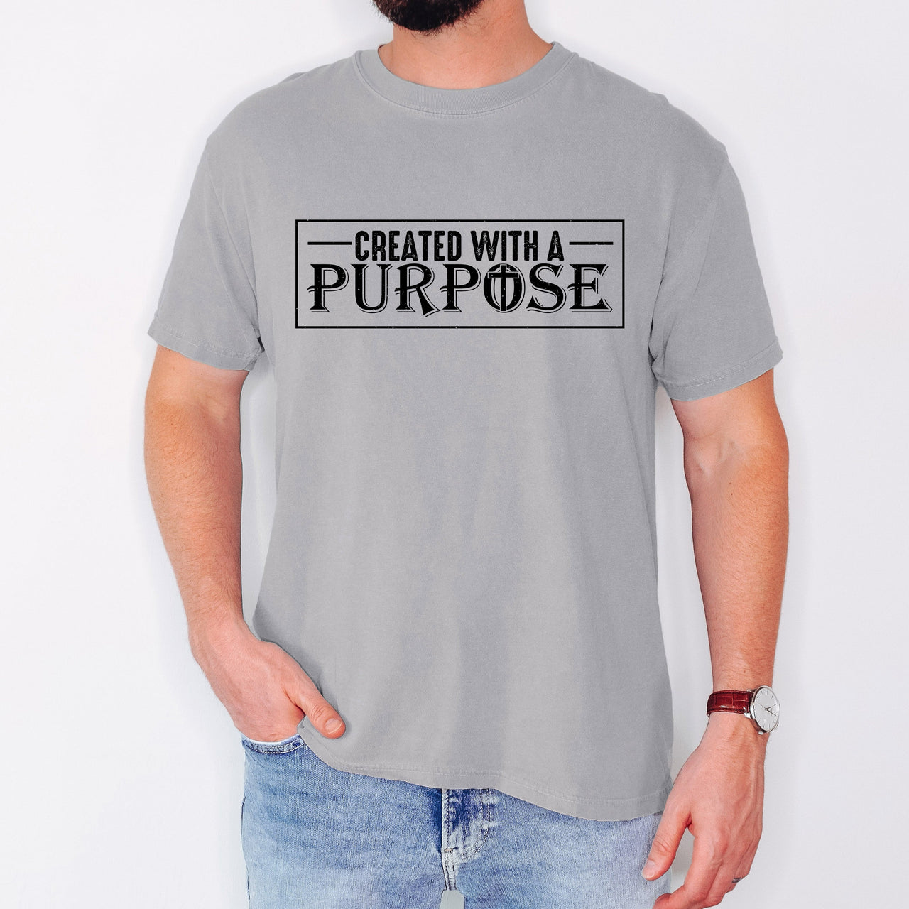 Created With A Purpose Faith Christian Jesus Gospel Religious T-Shirt Comfort Colors Tee