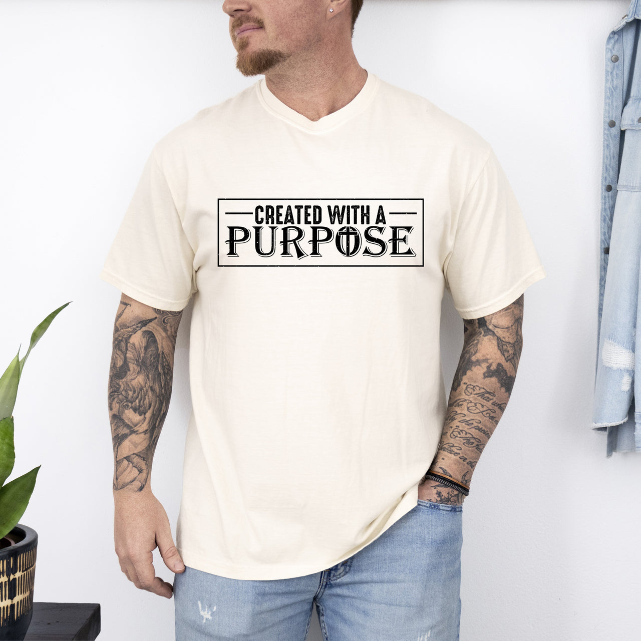 Created With A Purpose Faith Christian Jesus Gospel Religious T-Shirt Comfort Colors Tee