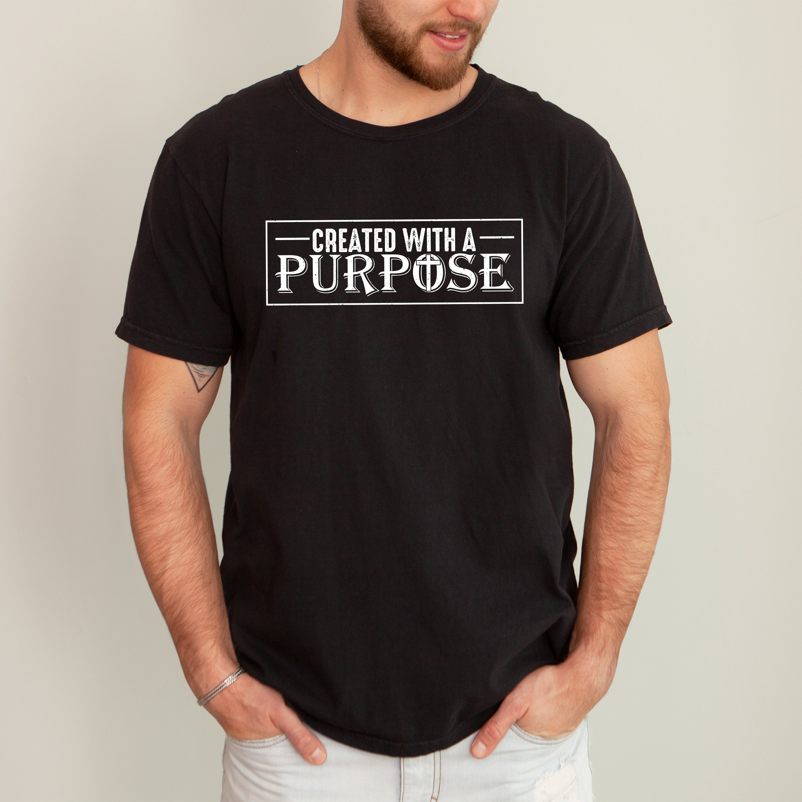 Created With A Purpose Faith Christian Jesus Gospel Religious T-Shirt Comfort Colors Tee
