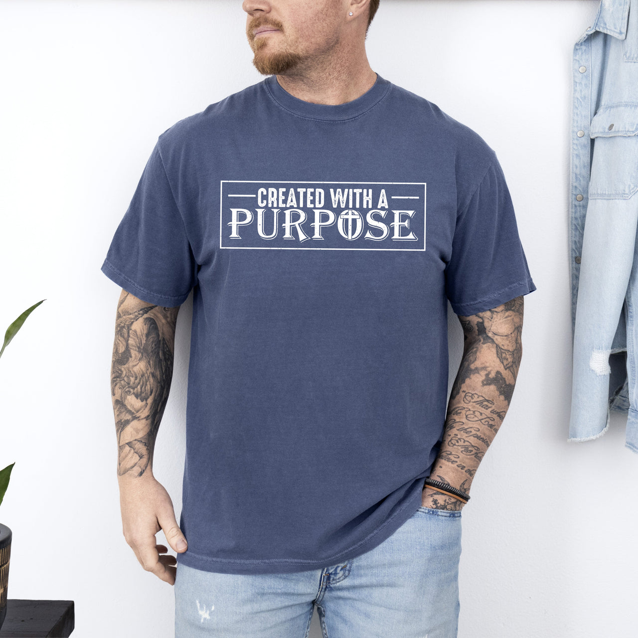 Created With A Purpose Faith Christian Jesus Gospel Religious T-Shirt Comfort Colors Tee