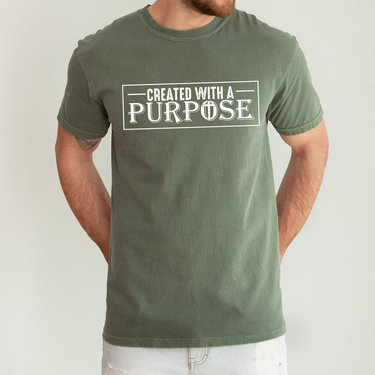 Created With A Purpose Faith Christian Jesus Gospel Religious T-Shirt Comfort Colors Tee