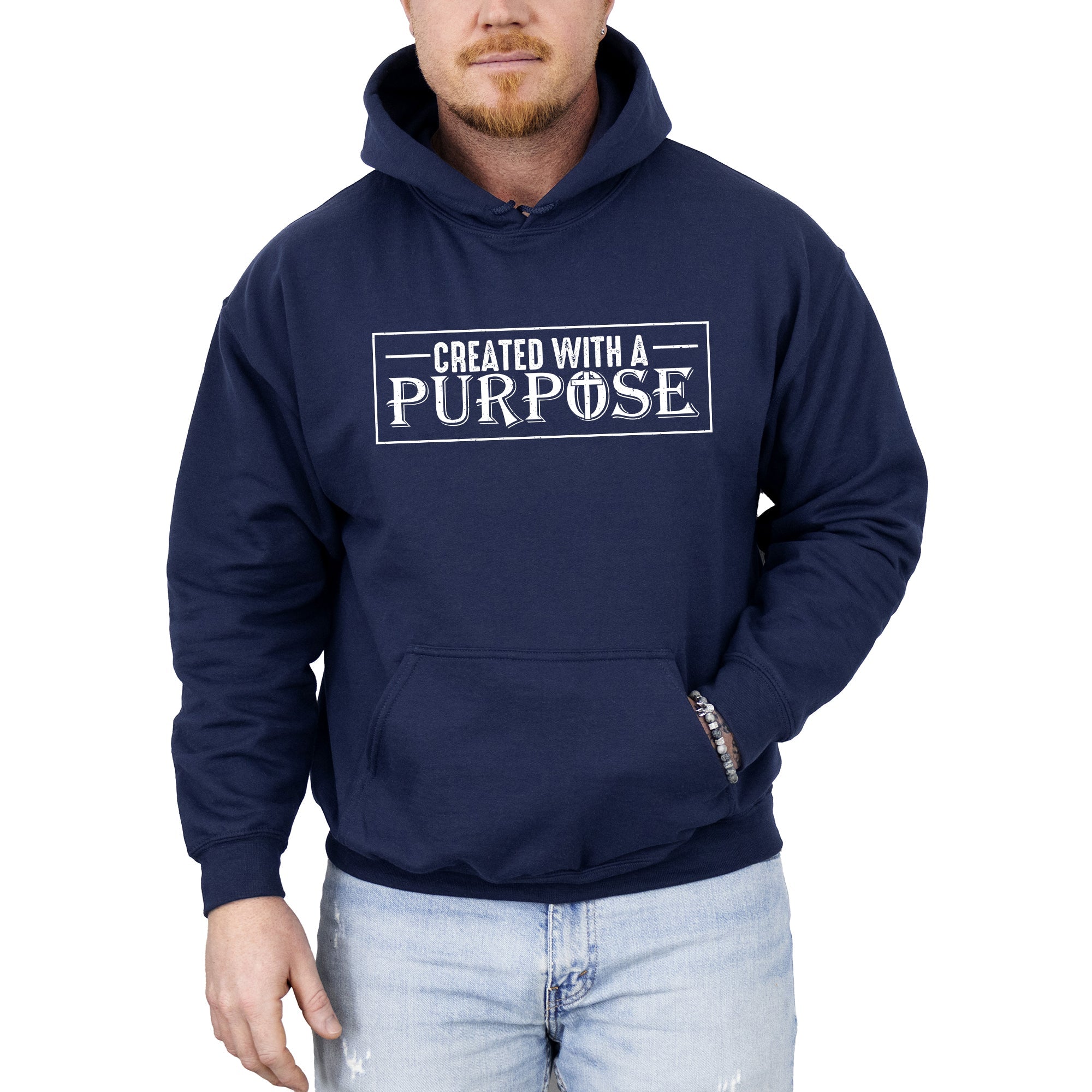 Created With A Purpose Faith Christian Jesus Gospel Religious Values Hooded Sweatshirt