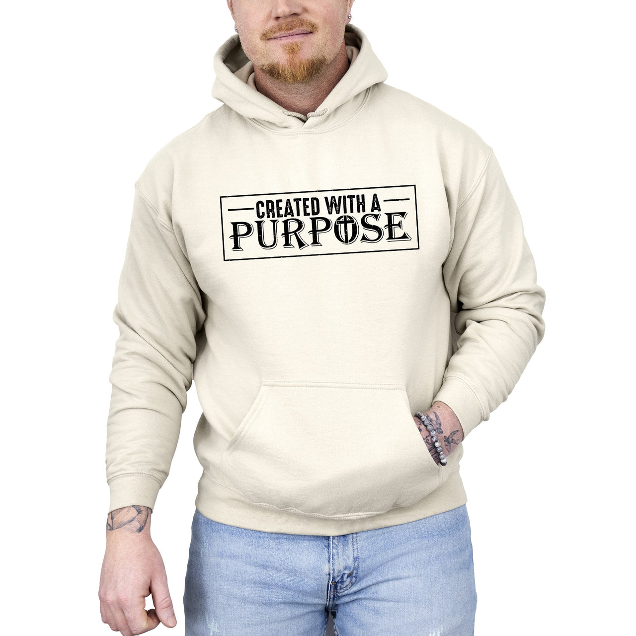Created With A Purpose Faith Christian Jesus Gospel Religious Values Hooded Sweatshirt