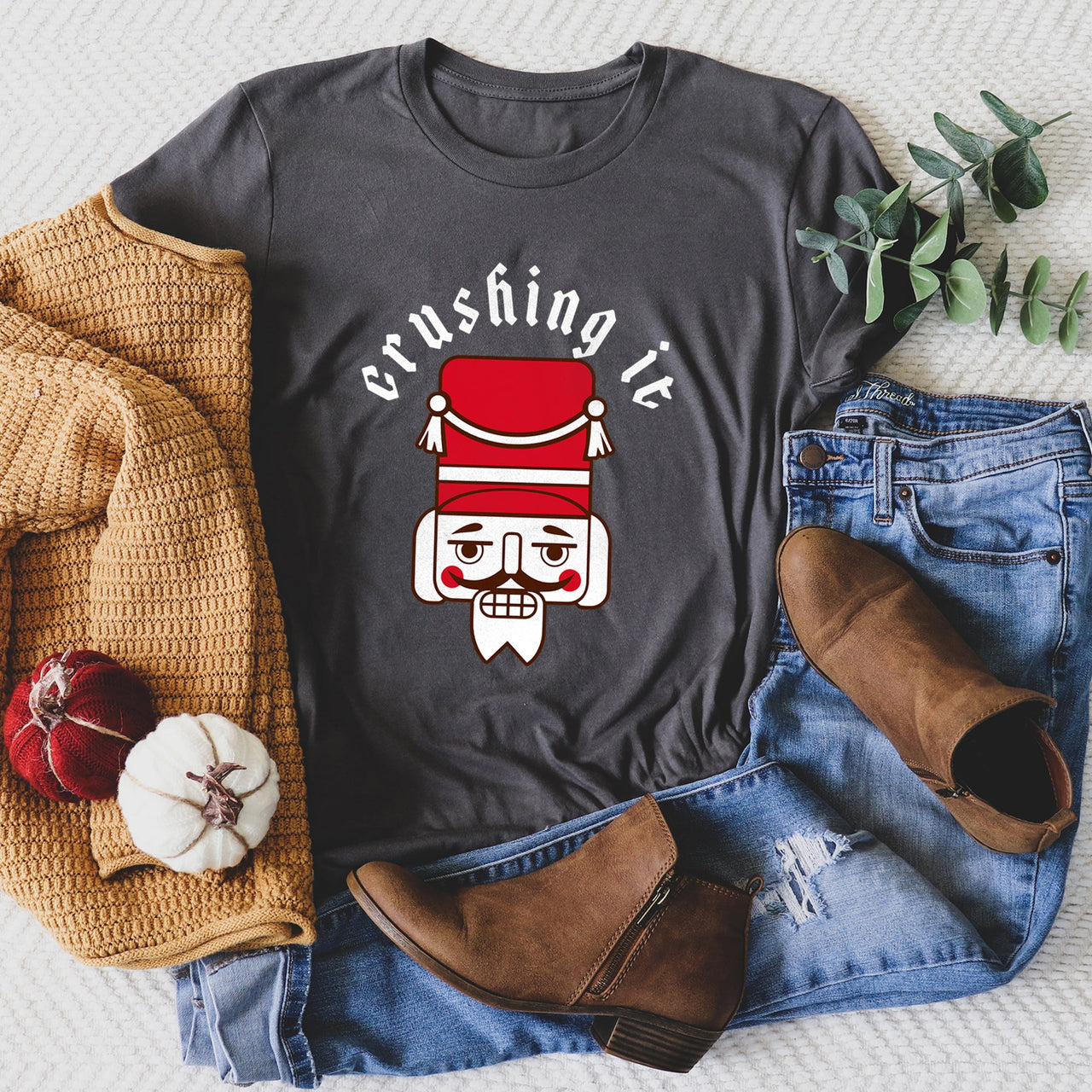Crushing It Nutcracker Retro Christmas Keepsake Vintage Holiday Cheer Edition Graphic Tee