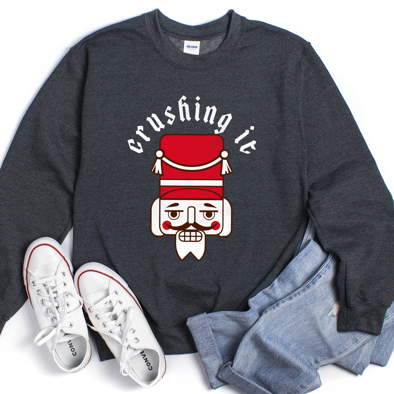 Crushing It Nutcracker Holiday Edition Cozy Fleece Graphic For Winter Style Sweatshirt