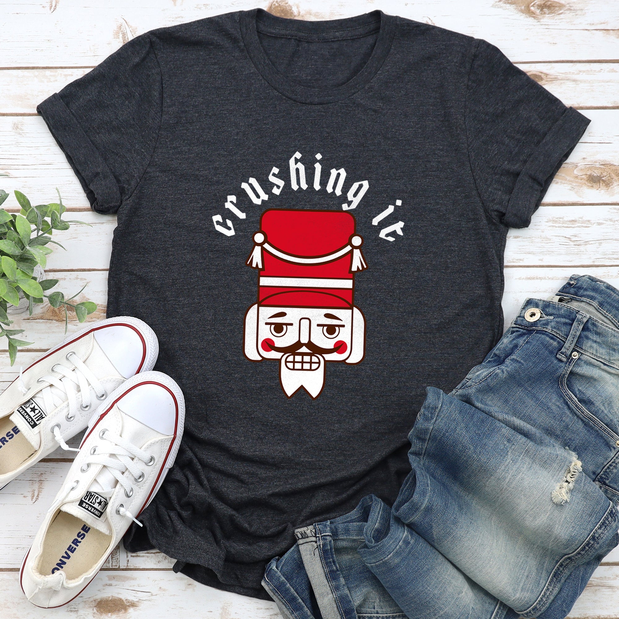 Crushing It Nutcracker Retro Christmas Keepsake Vintage Holiday Cheer Edition Graphic Tee
