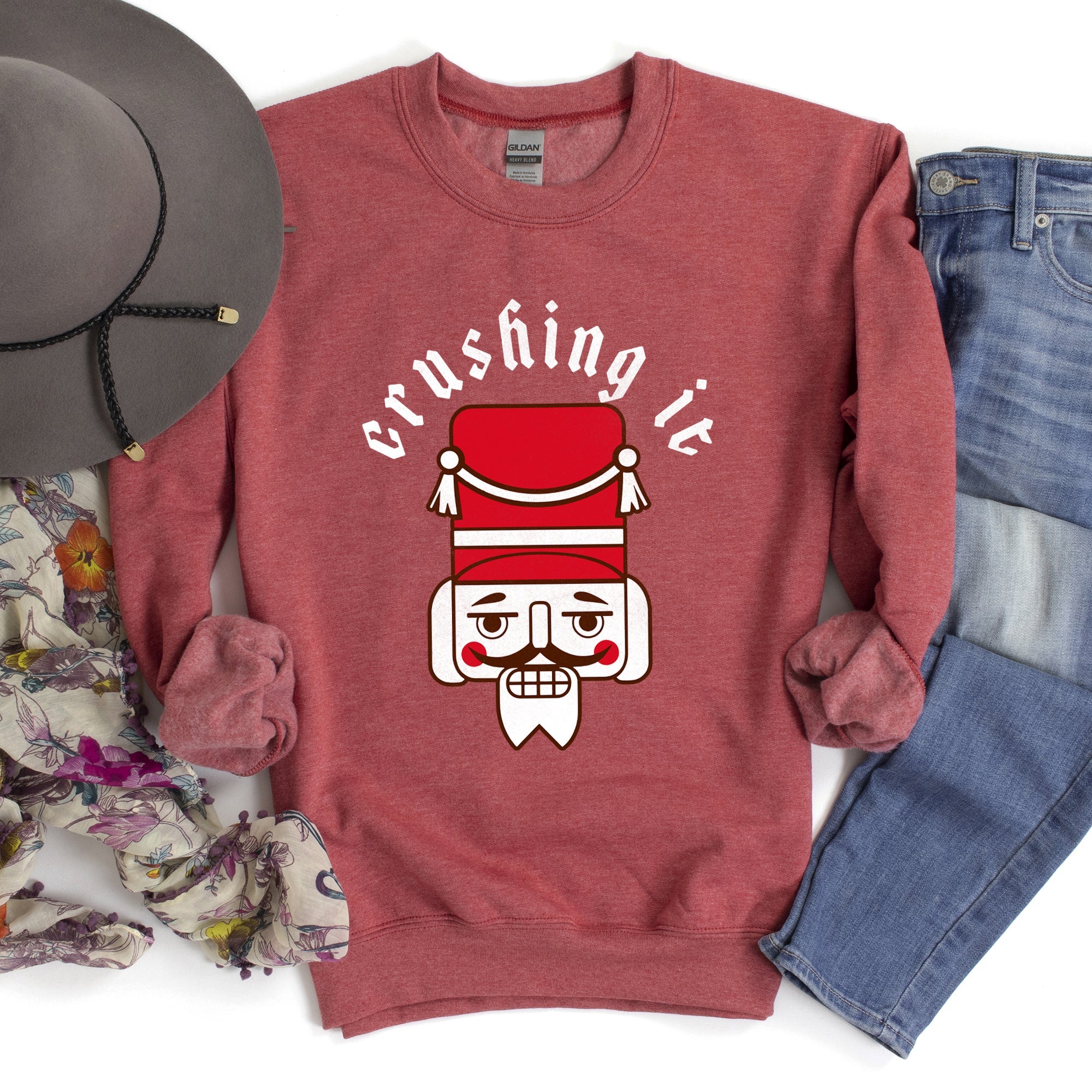 Crushing It Nutcracker Holiday Edition Cozy Fleece Graphic For Winter Style Sweatshirt